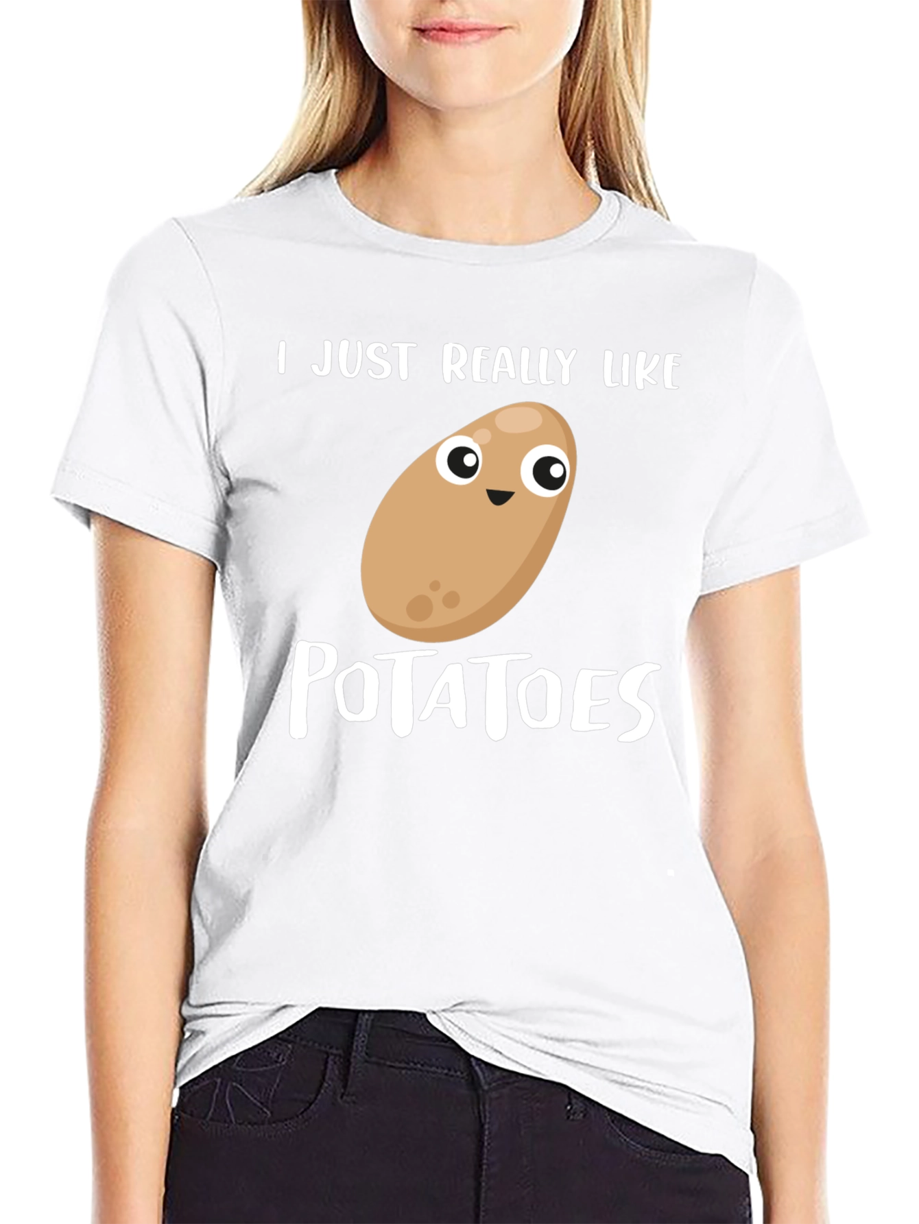 Camiseta Negra Amo las Patatas Divertida