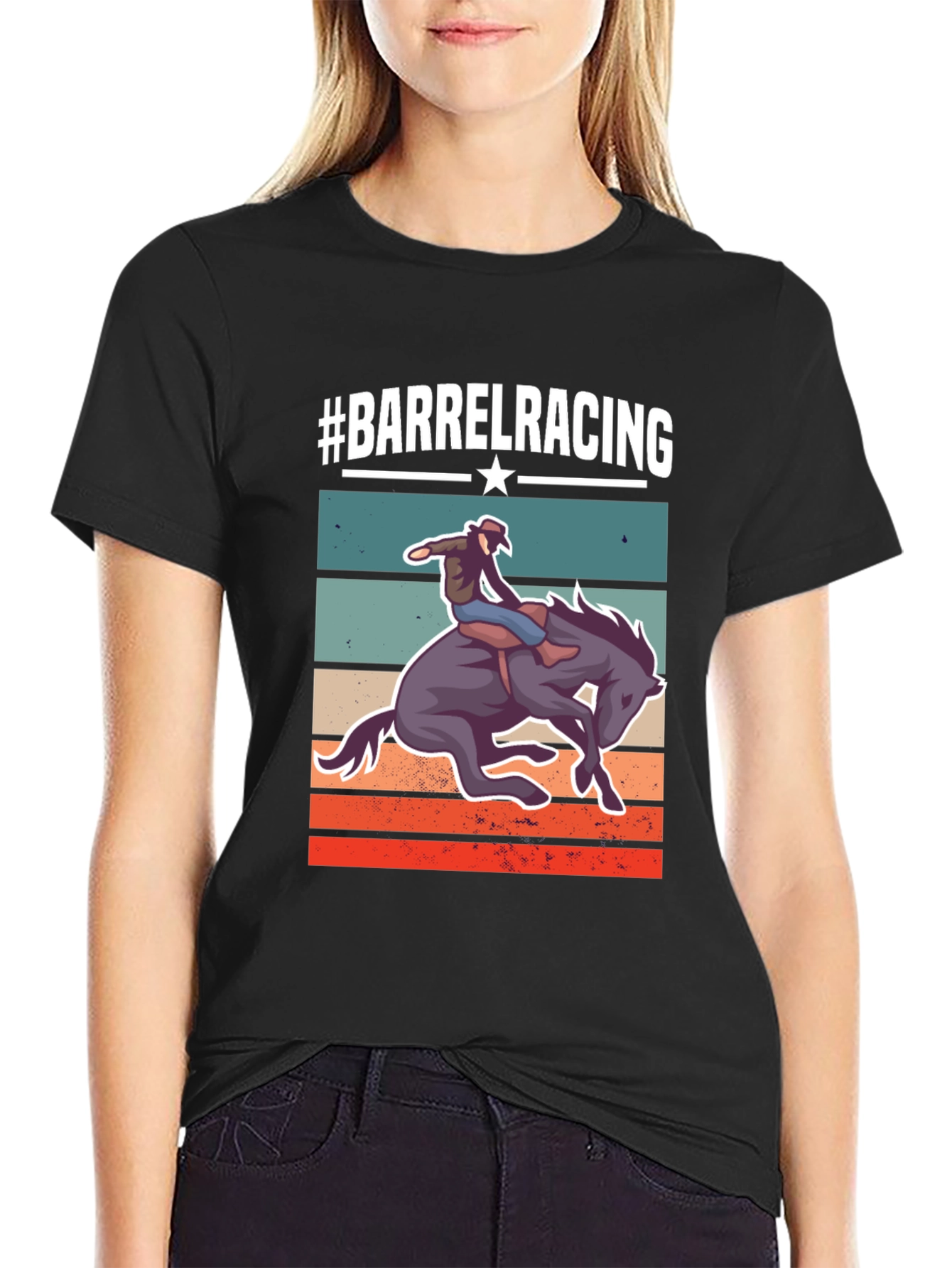 Camiseta #BarrelRacing Estilo Retro para Amantes de Carreras