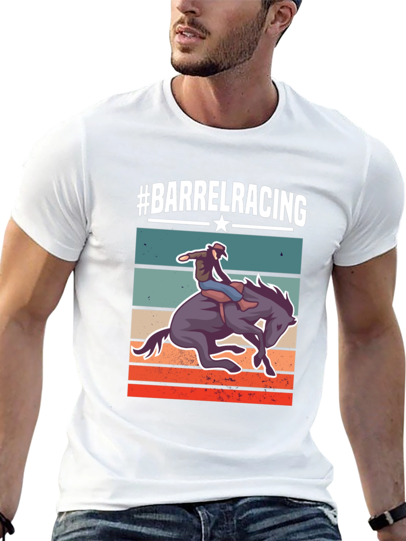 Camiseta #BarrelRacing Estilo Retro para Amantes de Carreras
