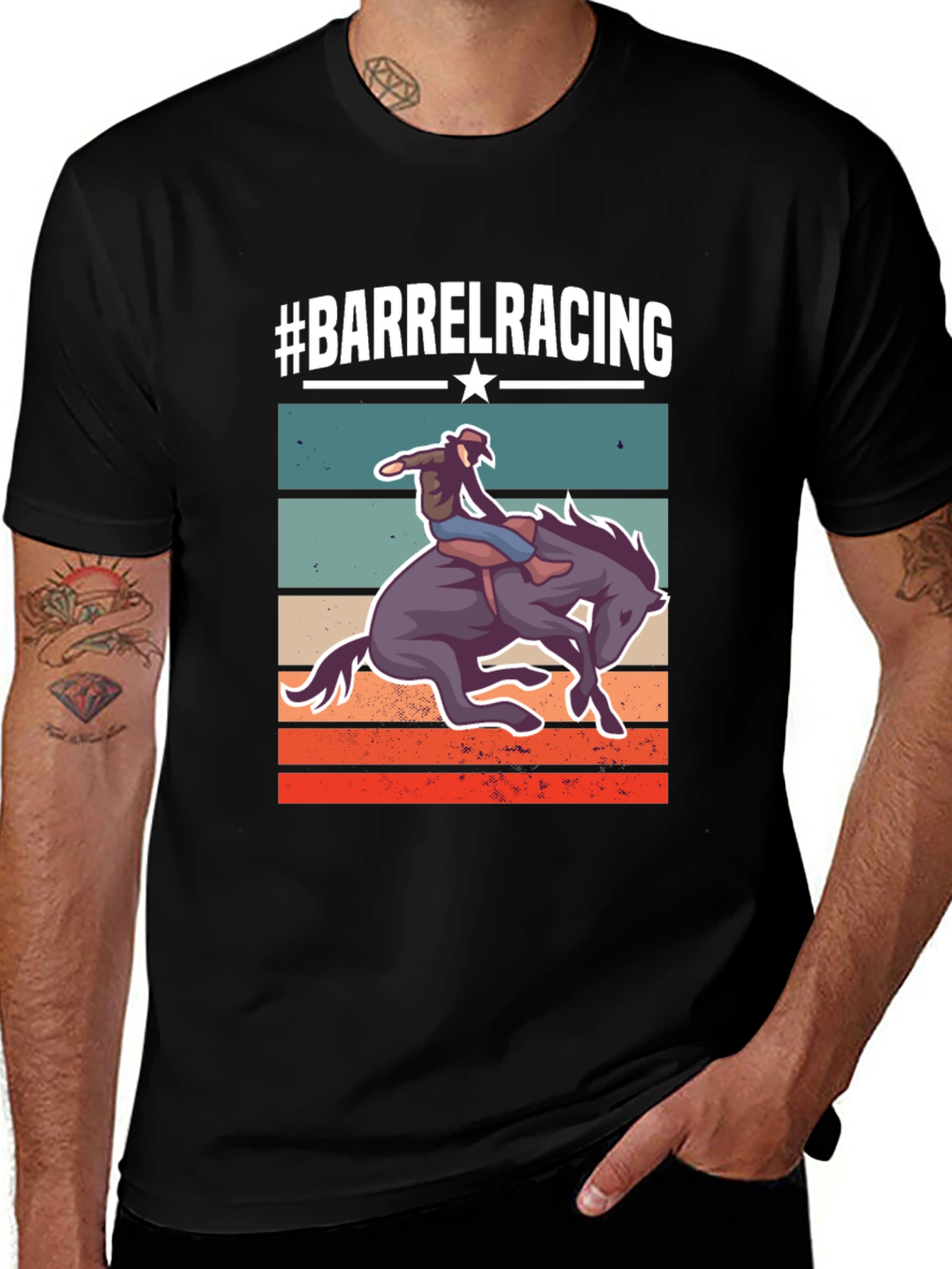 Camiseta #BarrelRacing Estilo Retro para Amantes de Carreras