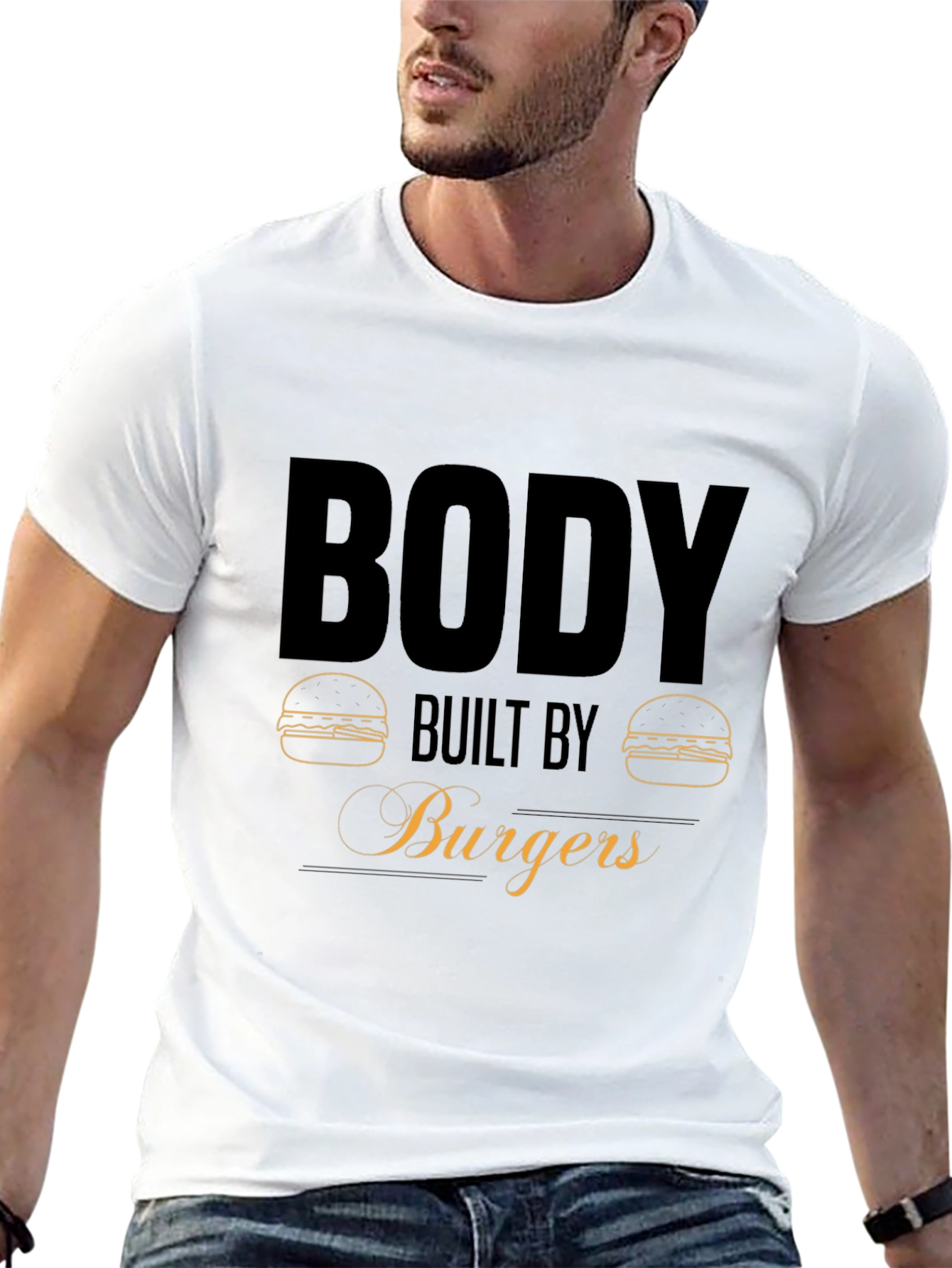 Camiseta Negra Body Built by Burgers para Hombre