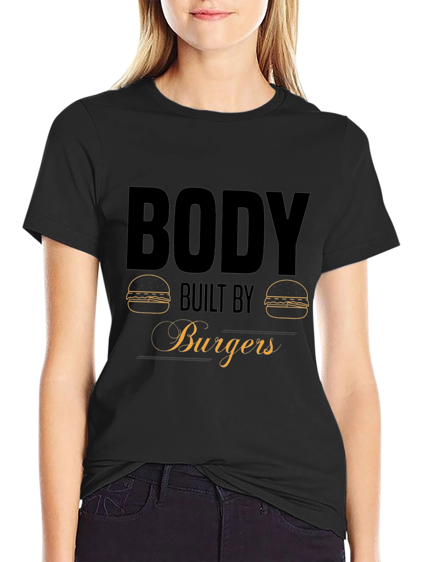 Camiseta Negra Body Built by Burgers para Hombre