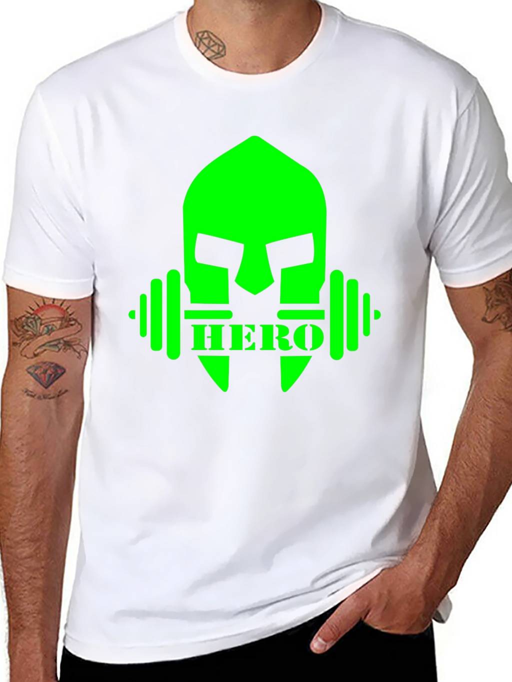 Camiseta Hombre Negra Diseño Héroe Fitness
