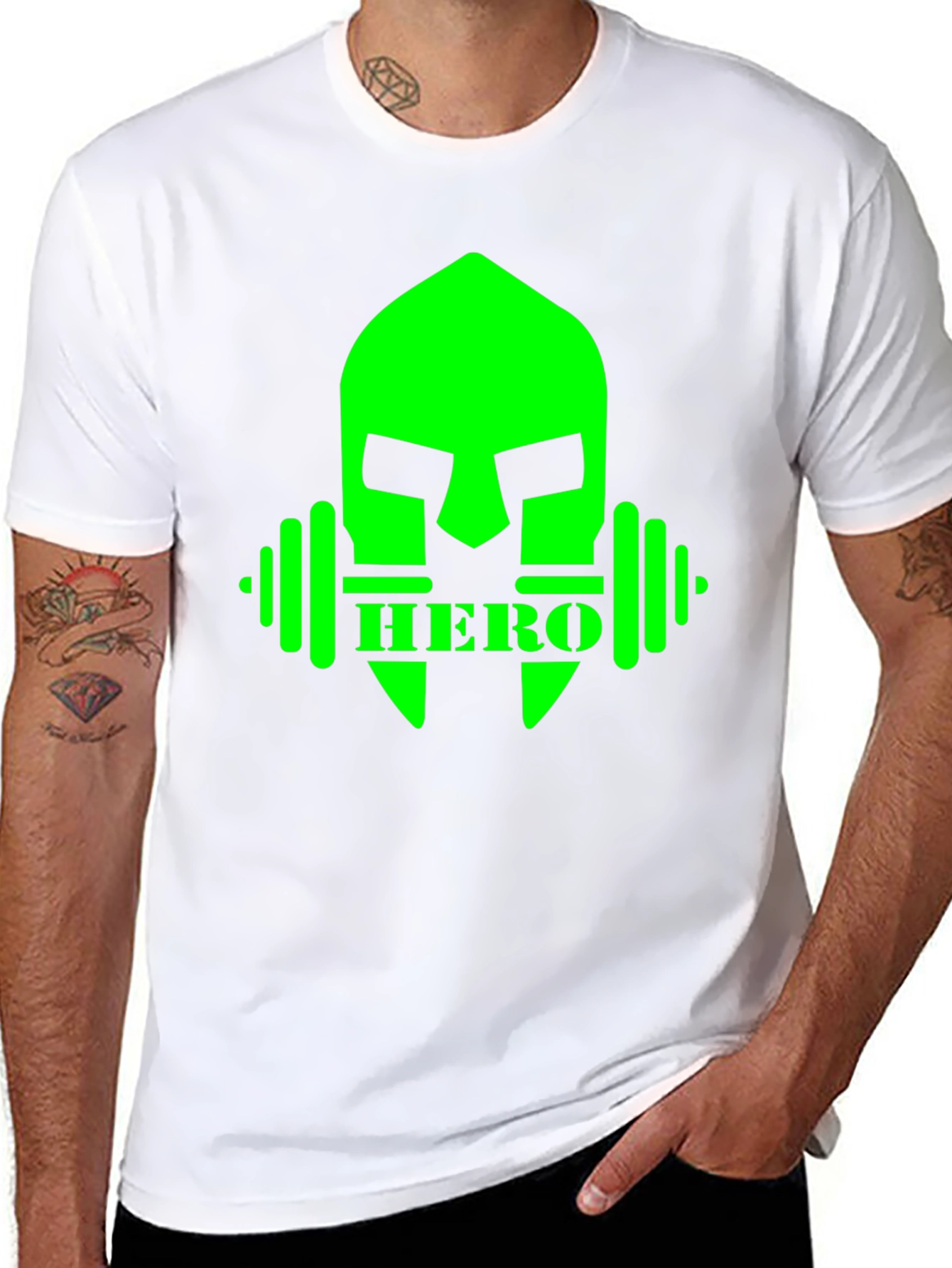 Camiseta Hombre Negra Diseño Héroe Fitness