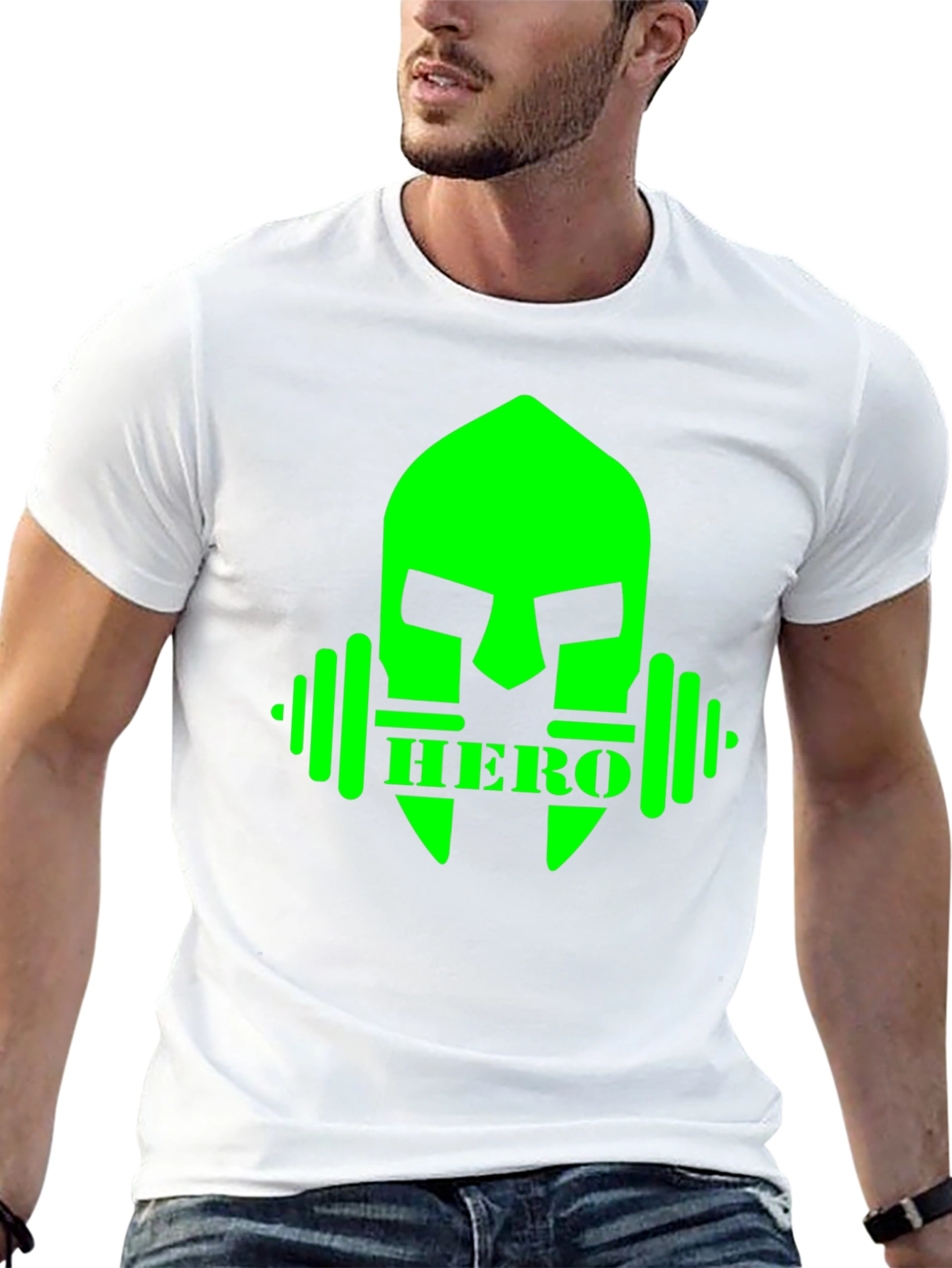 Camiseta Hombre Negra Diseño Héroe Fitness