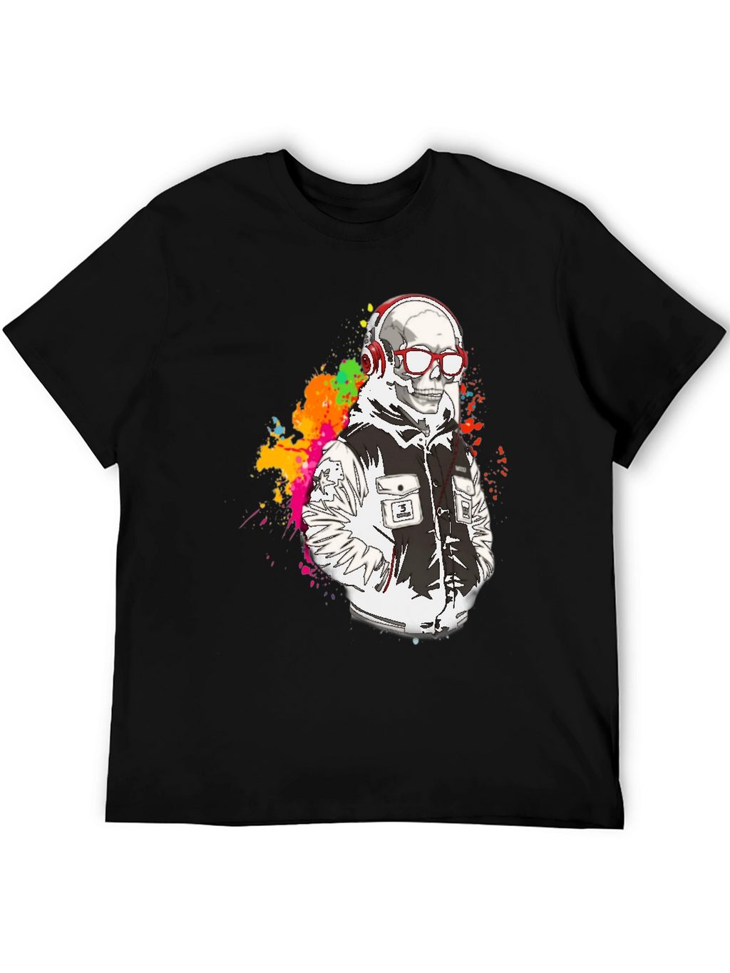 Camiseta Negra con Diseño de Esqueleto Moderno