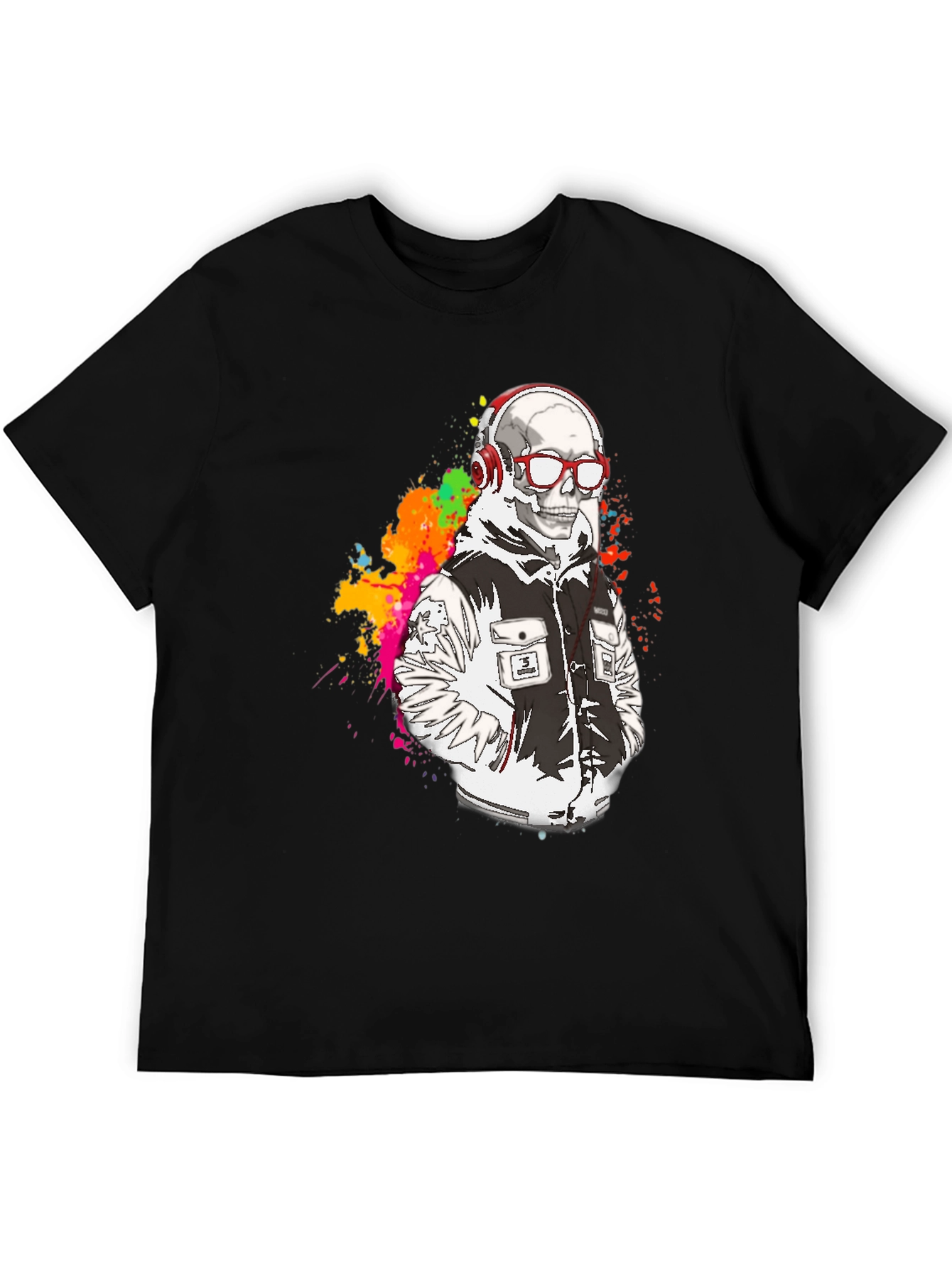 Camiseta Negra con Diseño de Esqueleto Moderno