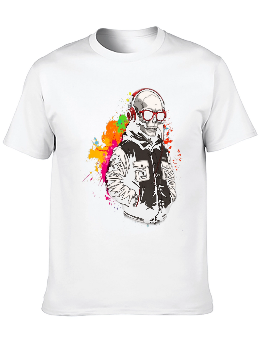 Camiseta Negra con Diseño de Esqueleto Moderno