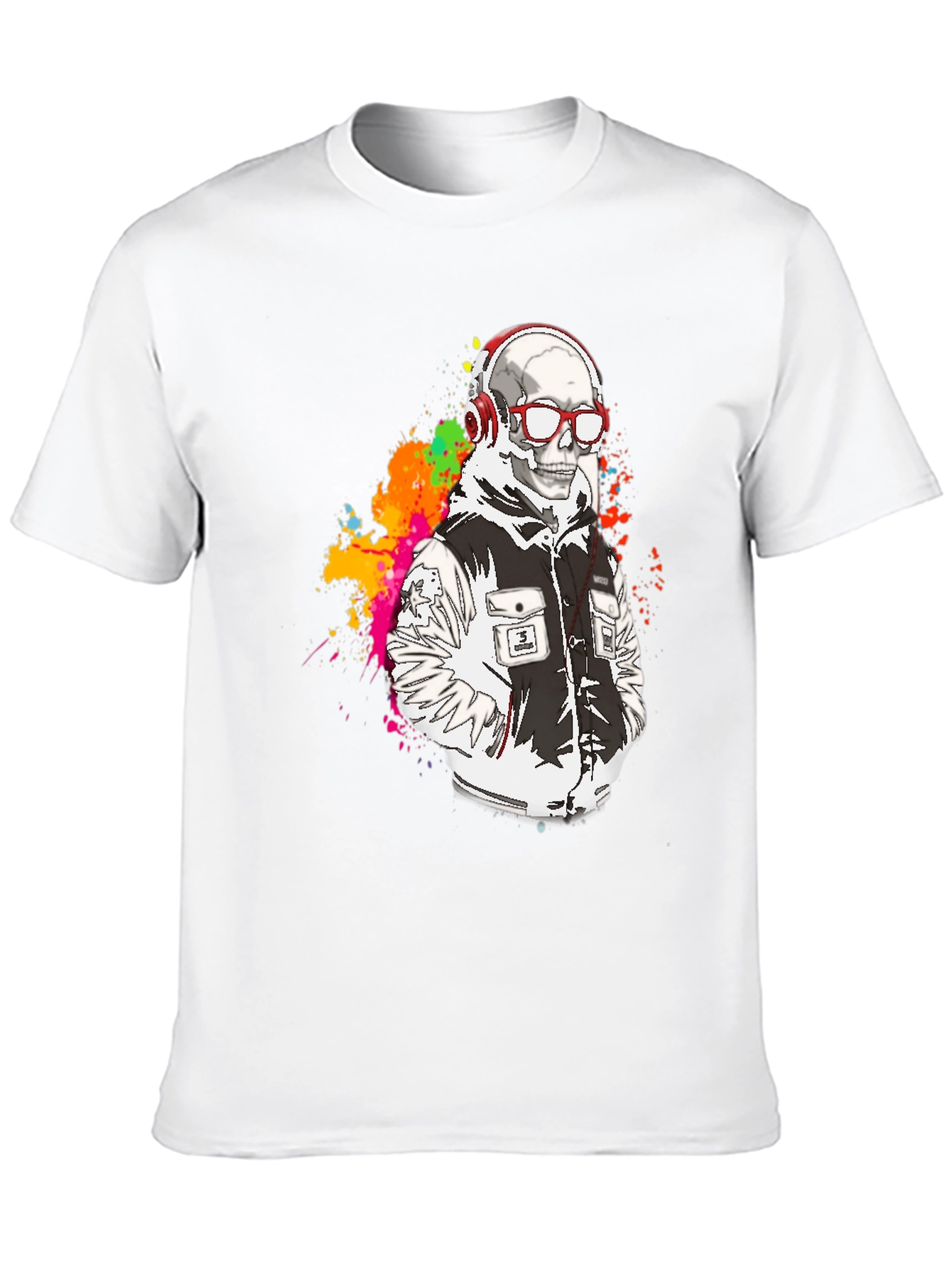 Camiseta Negra con Diseño de Esqueleto Moderno