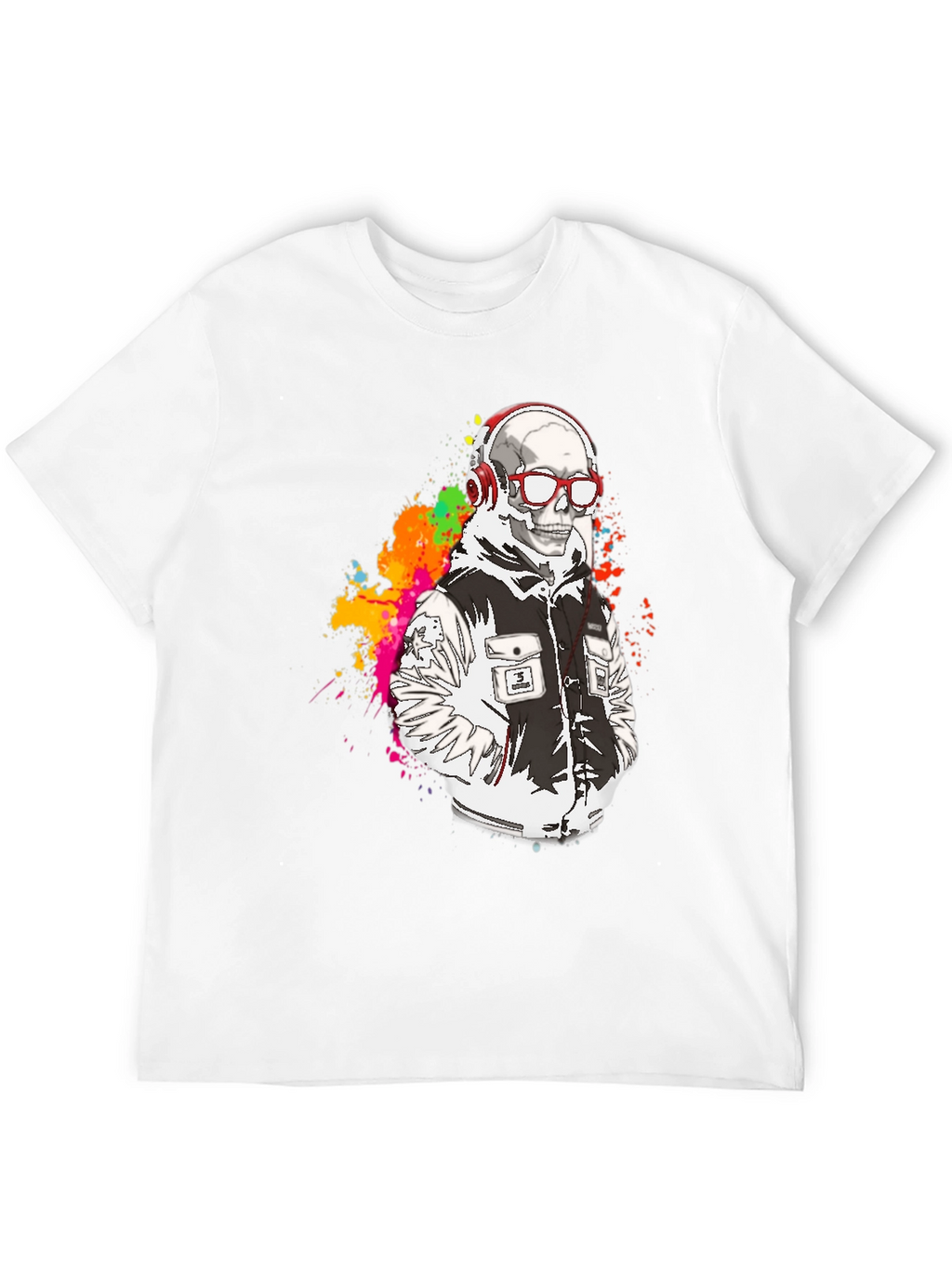 Camiseta Negra con Diseño de Esqueleto Moderno