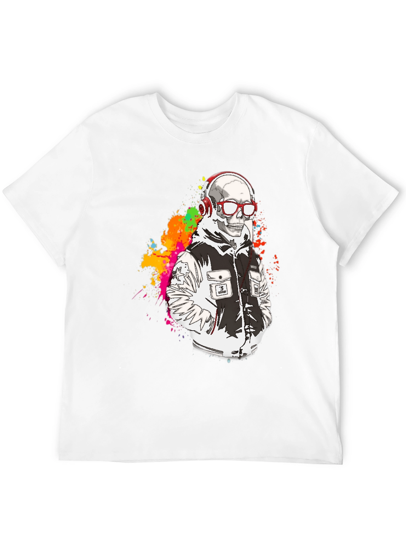 Camiseta Negra con Diseño de Esqueleto Moderno