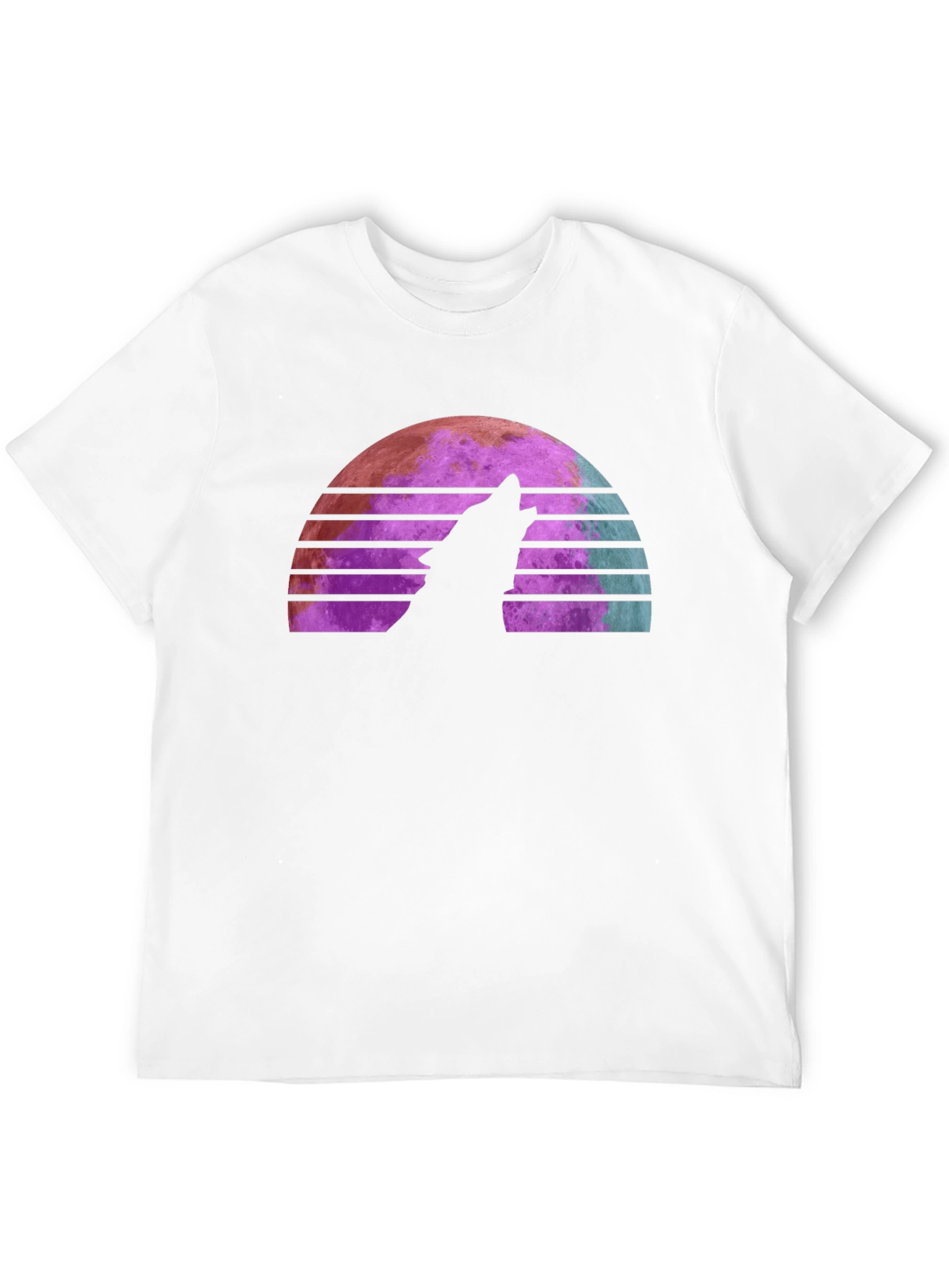 Camiseta Hombre Lobo Aullando Luna Retro
