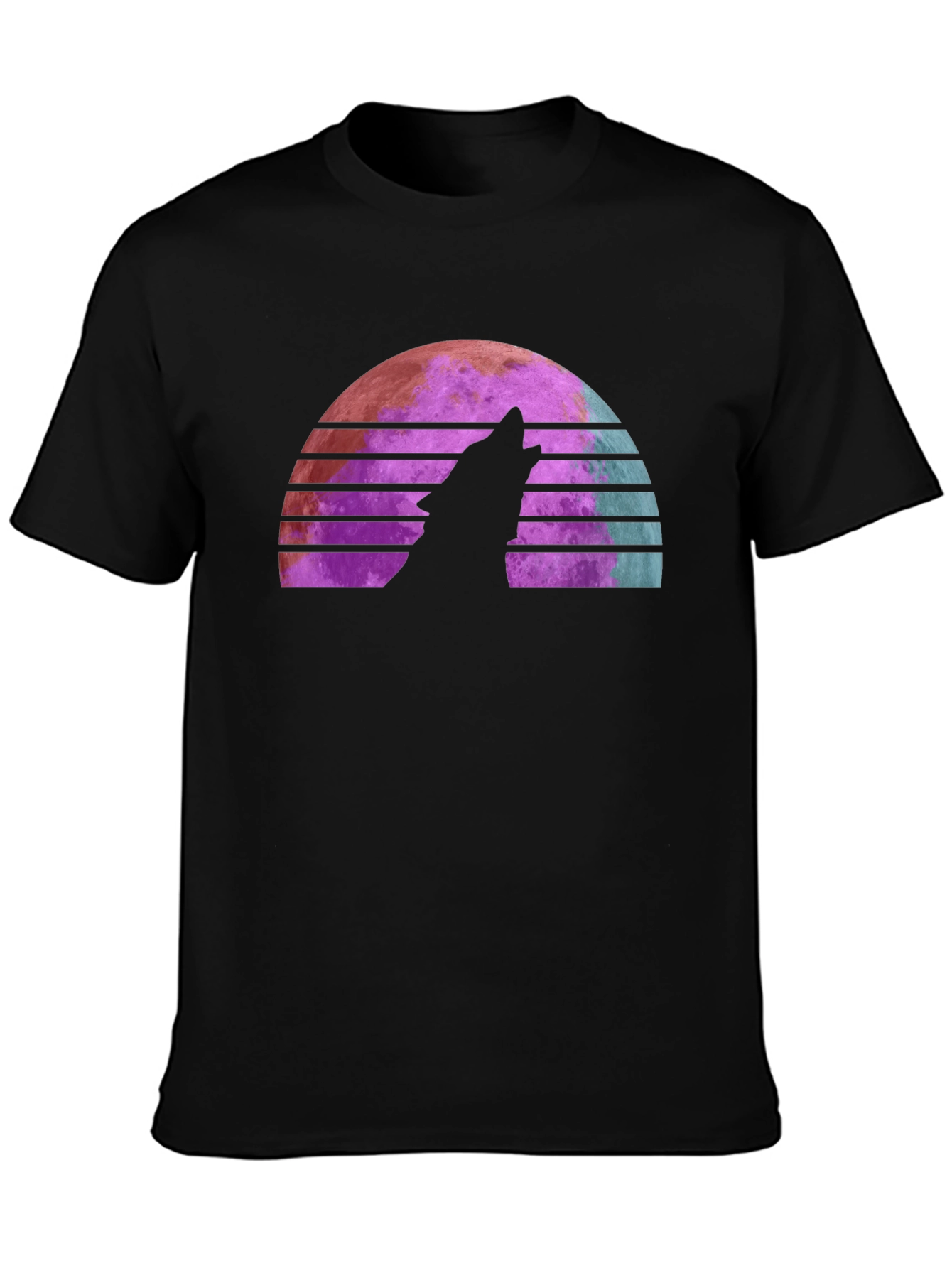 Camiseta Hombre Lobo Aullando Luna Retro