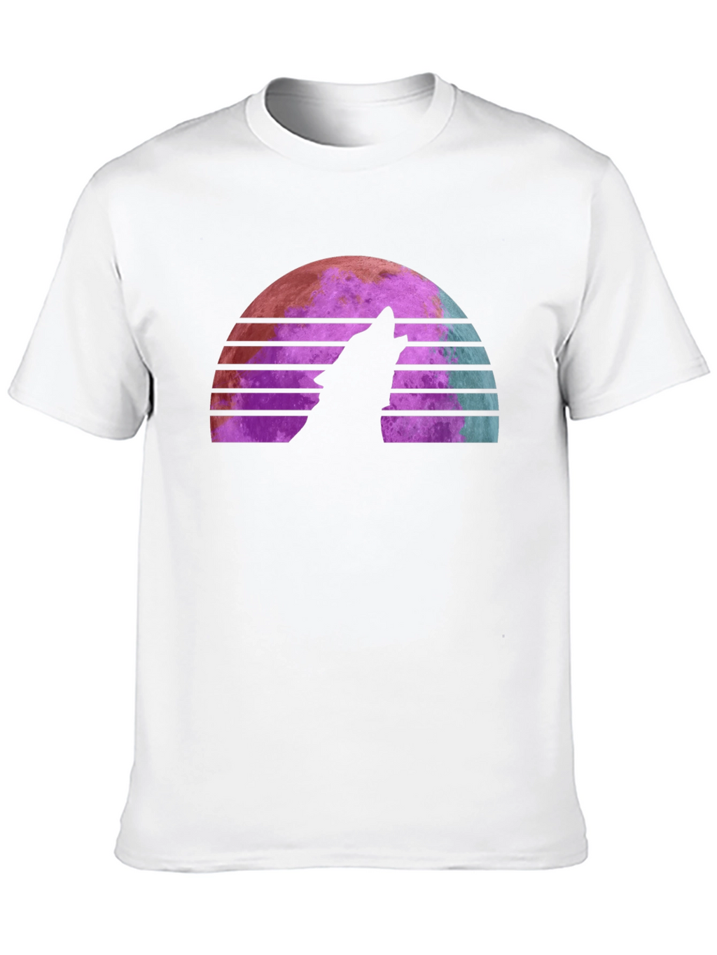 Camiseta Hombre Lobo Aullando Luna Retro