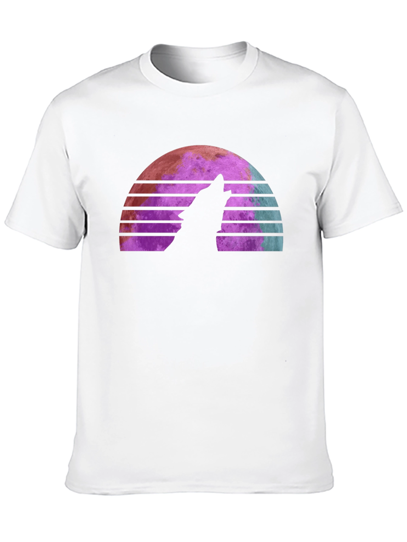 Camiseta Hombre Lobo Aullando Luna Retro