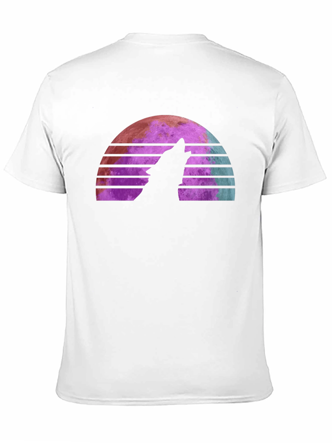 Camiseta Hombre Lobo Aullando Luna Retro