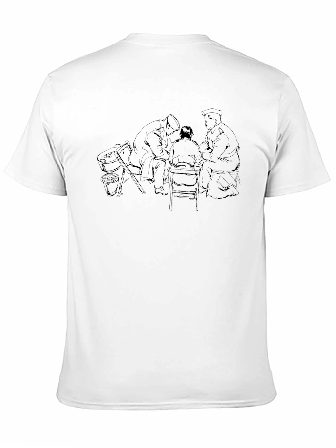 Camiseta Negra con Dibujo Abstracto de Siluetas