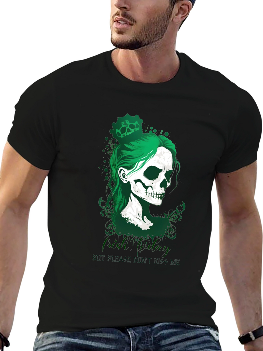 Camiseta Negra Calavera Día de San Patricio