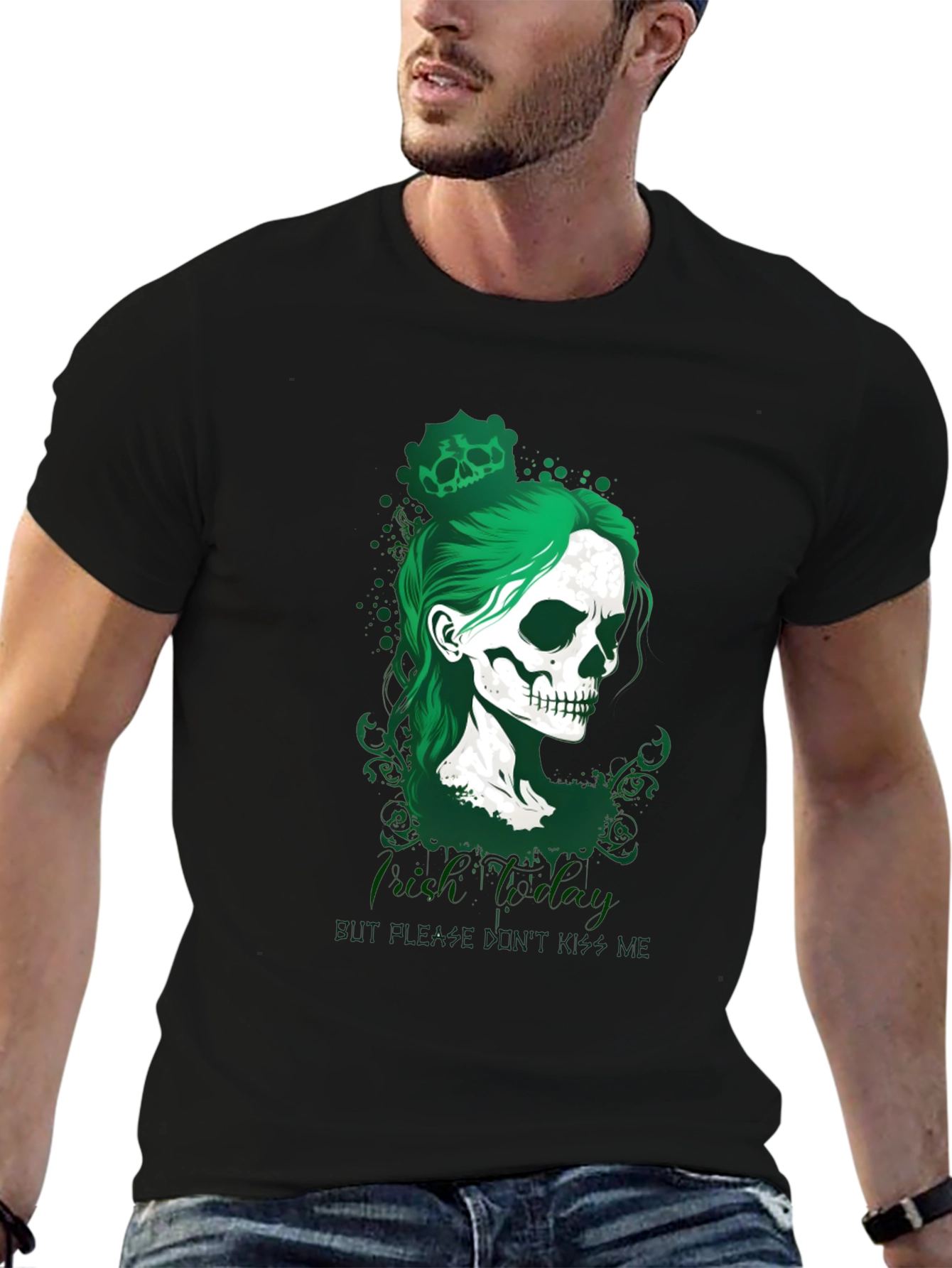 Camiseta Negra Calavera Día de San Patricio