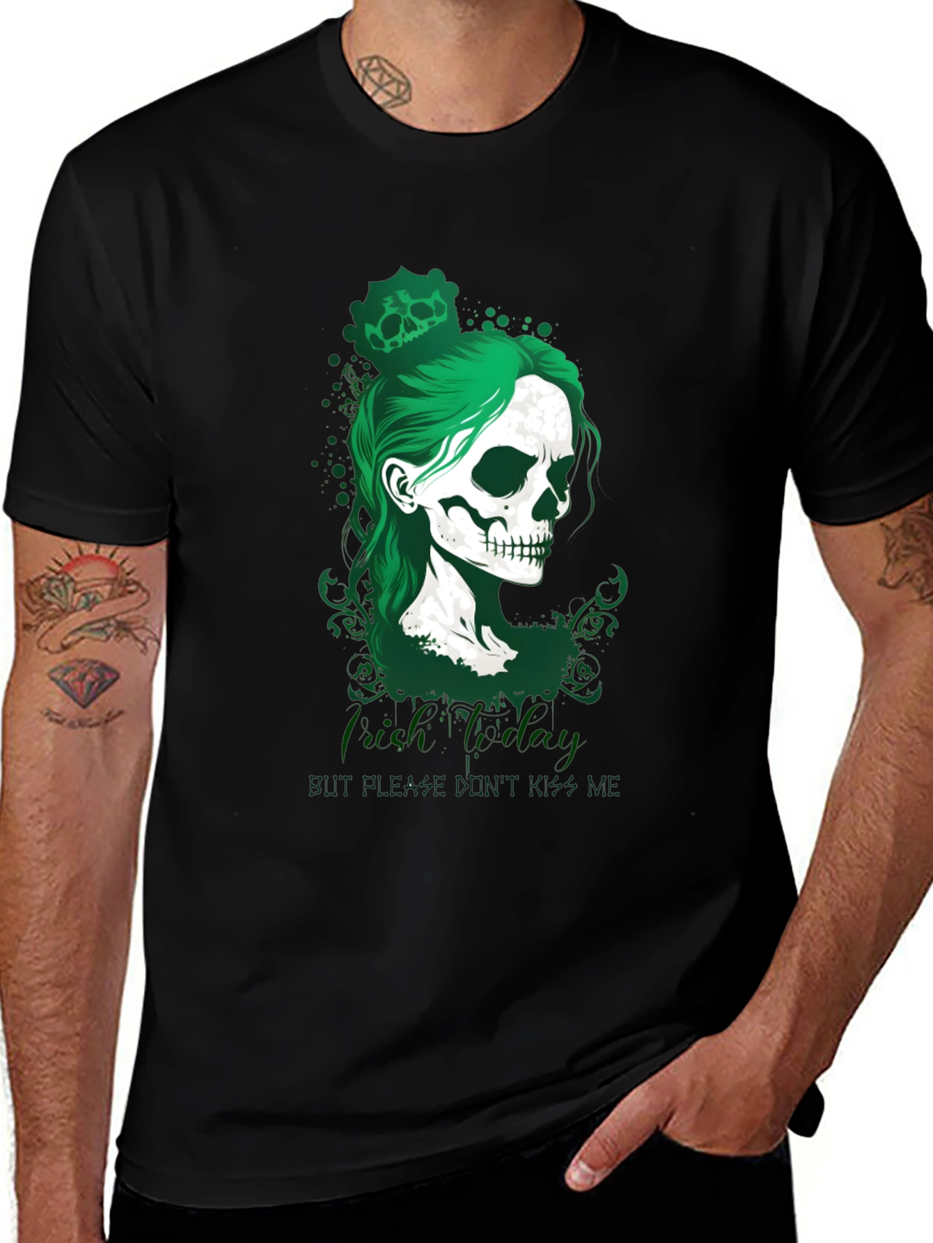 Camiseta Negra Calavera Día de San Patricio