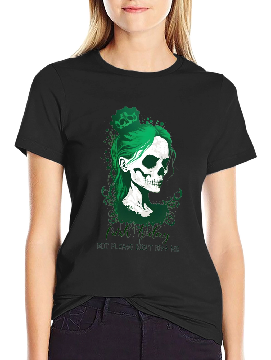 Camiseta Negra Calavera Día de San Patricio