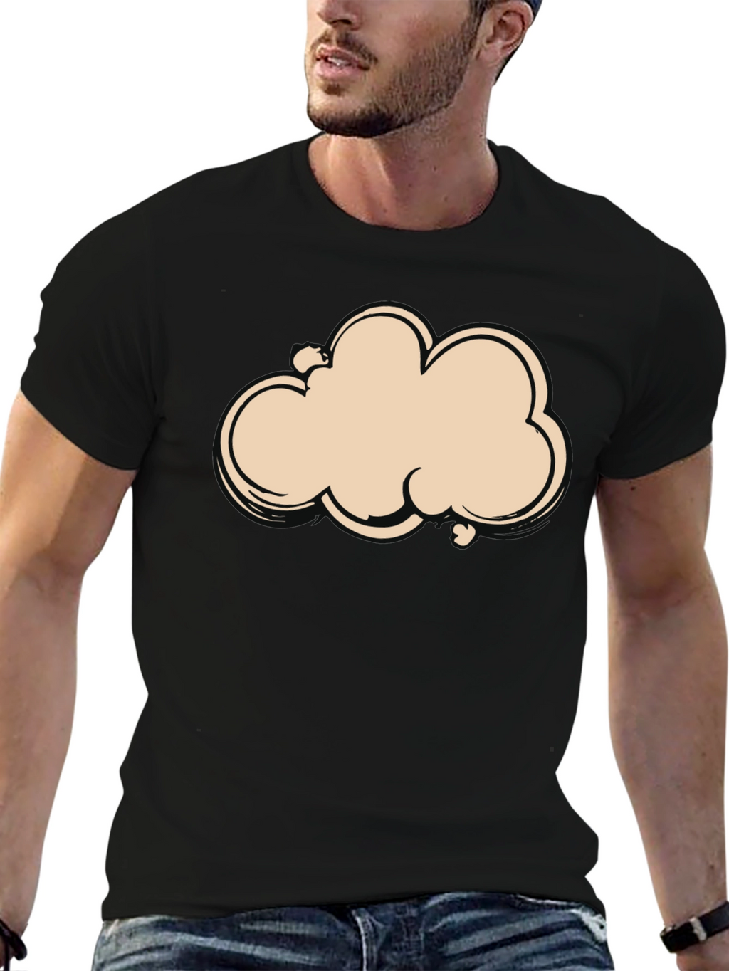 Camiseta Negra con Diseño de Nube Abstracta