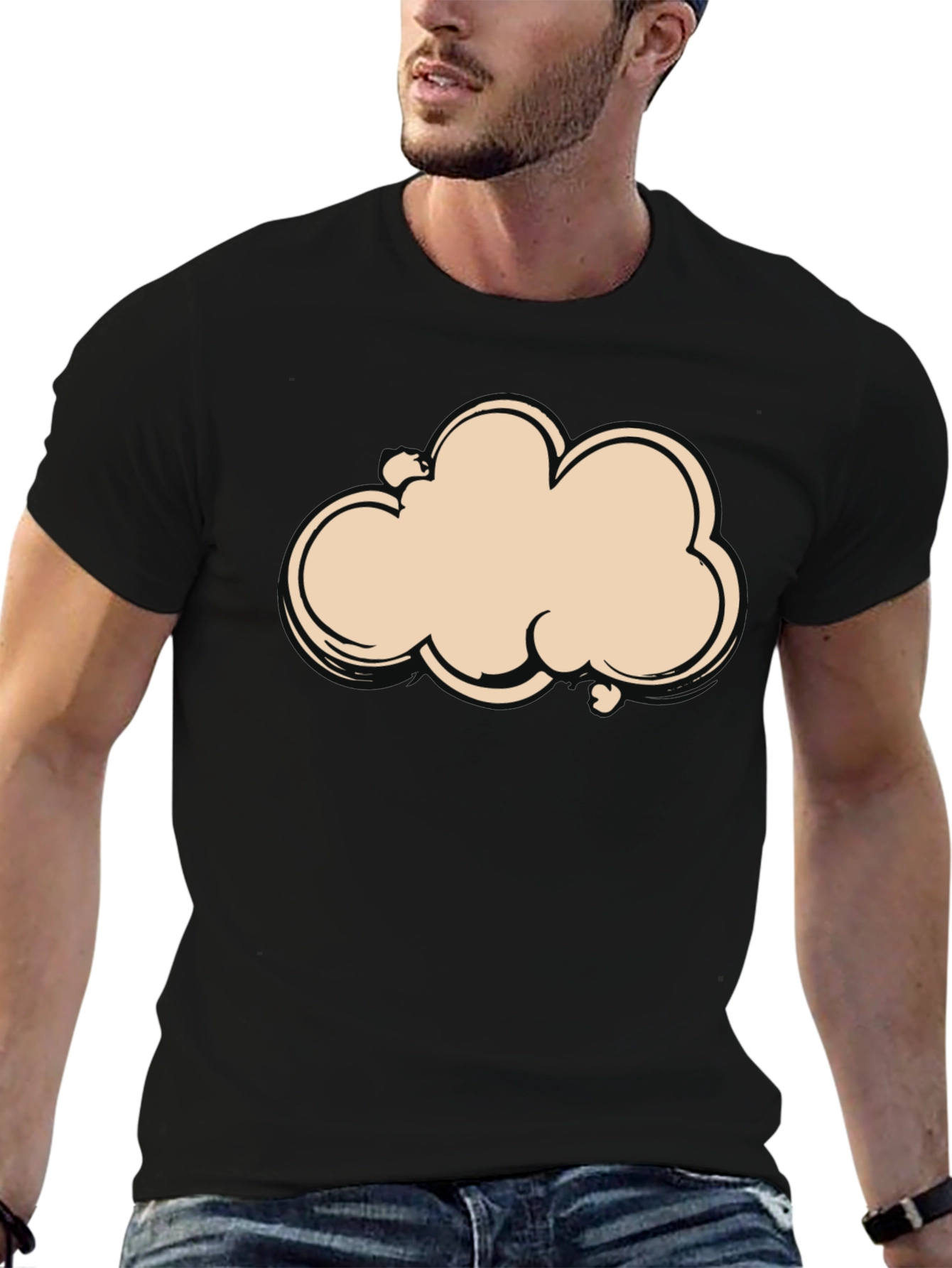 Camiseta Negra con Diseño de Nube Abstracta
