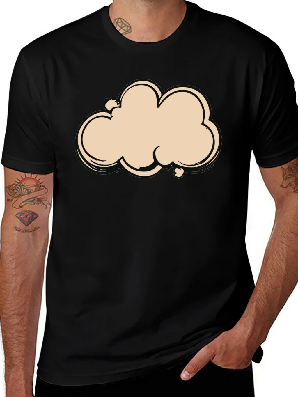 Camiseta Negra con Diseño de Nube Abstracta