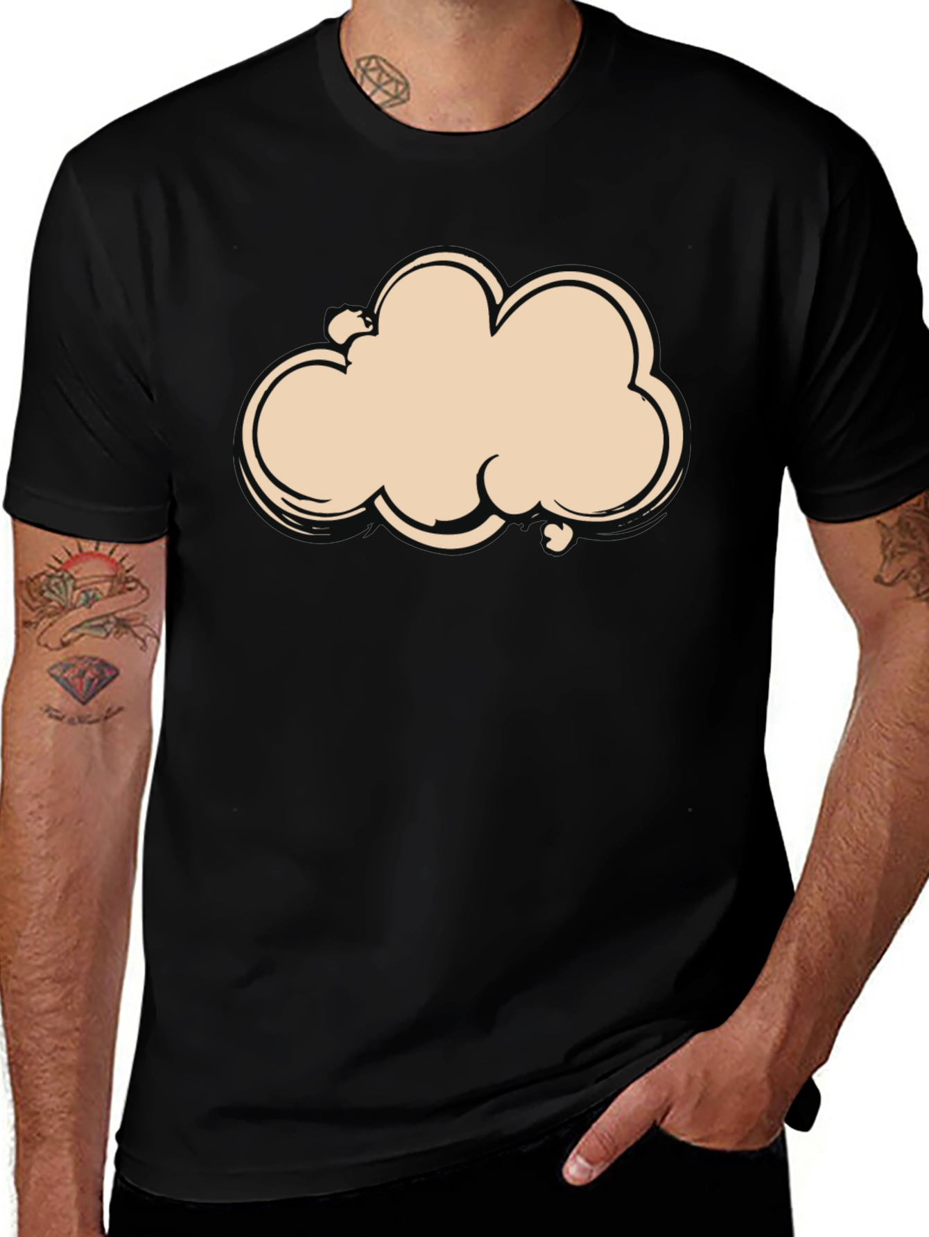 Camiseta Negra con Diseño de Nube Abstracta