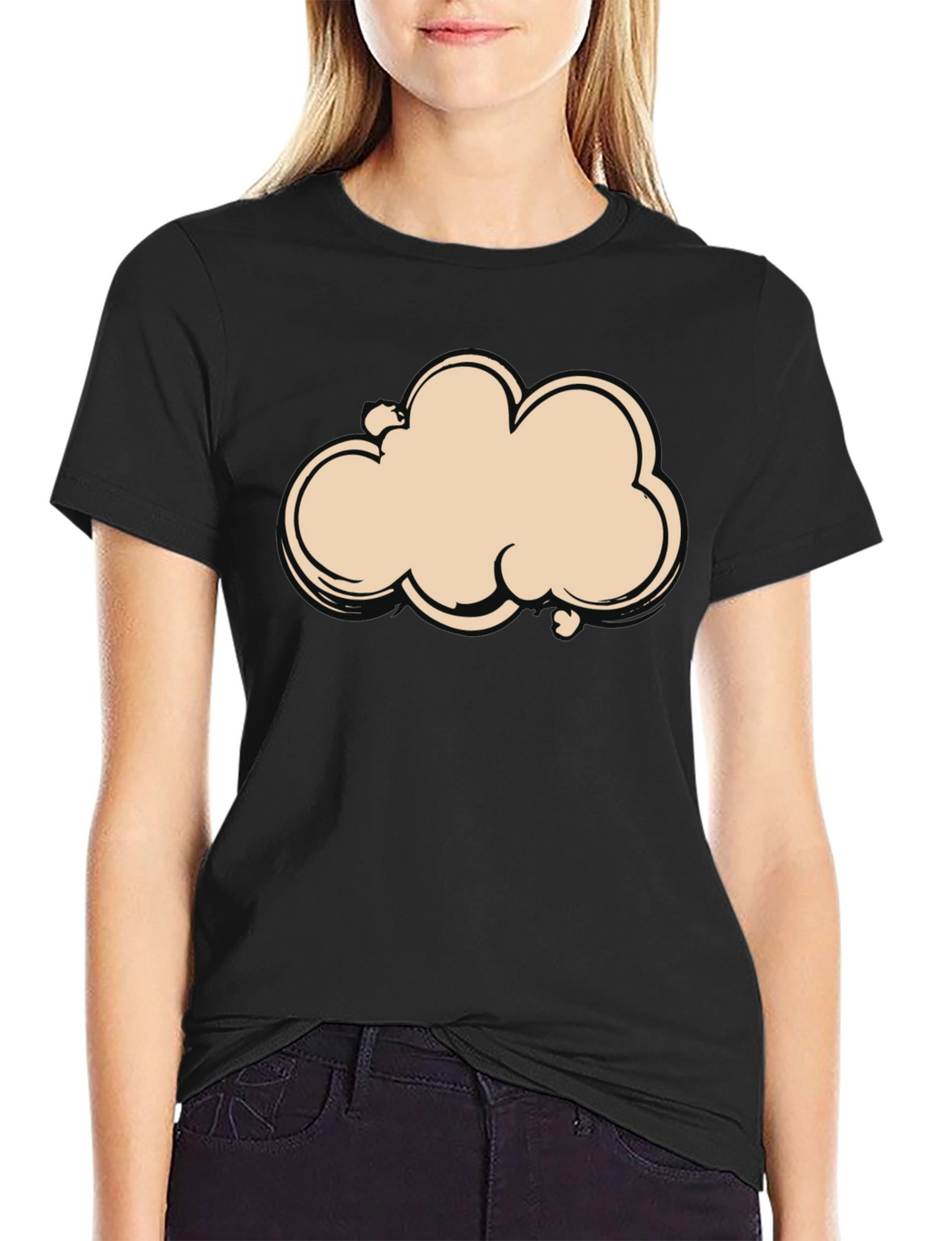 Camiseta Negra con Diseño de Nube Abstracta