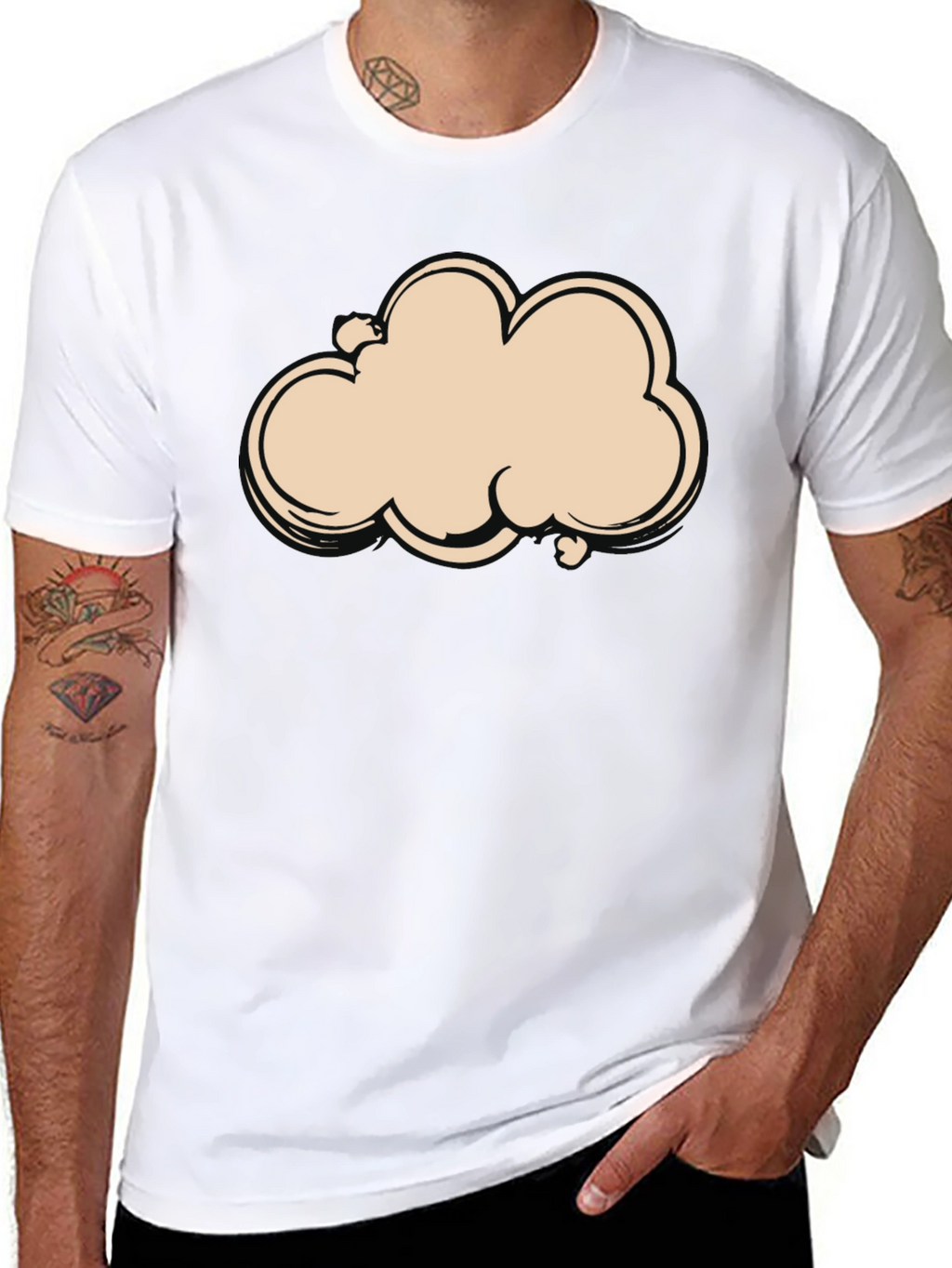 Camiseta Negra con Diseño de Nube Abstracta
