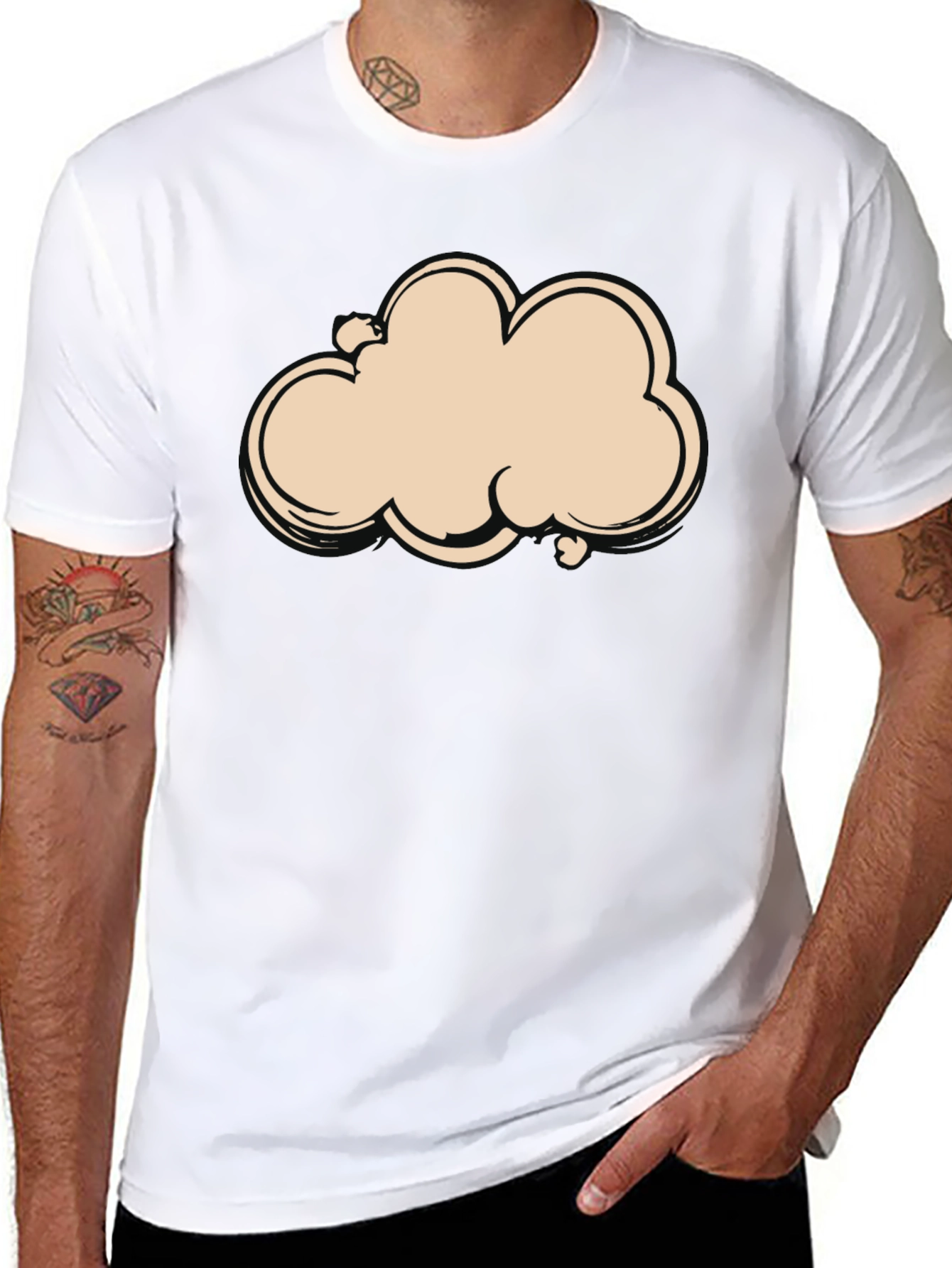 Camiseta Negra con Diseño de Nube Abstracta