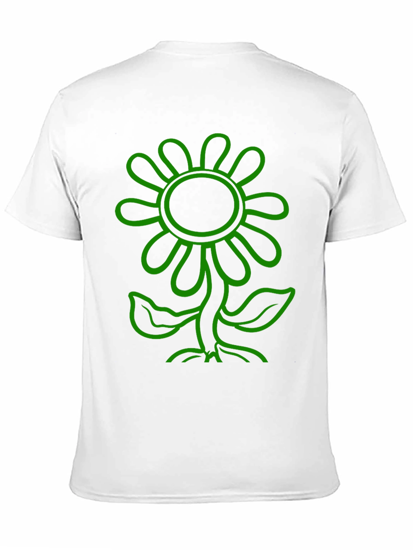 Camiseta Negra con Diseño de Flor Verde