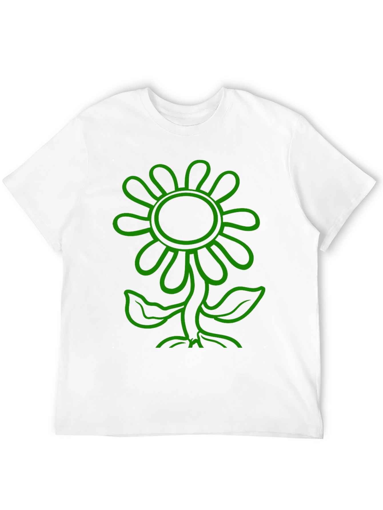Camiseta Negra con Diseño de Flor Verde