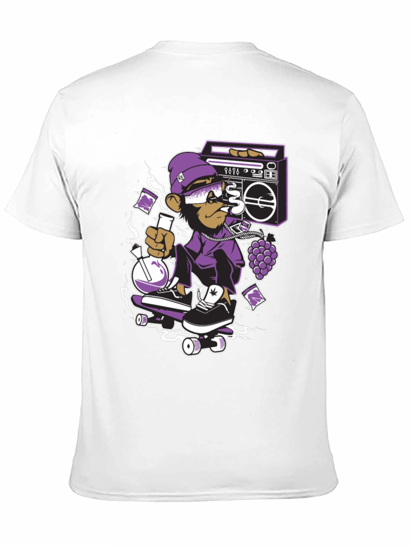 Camiseta Negra con Diseño de Mono Skater Cool