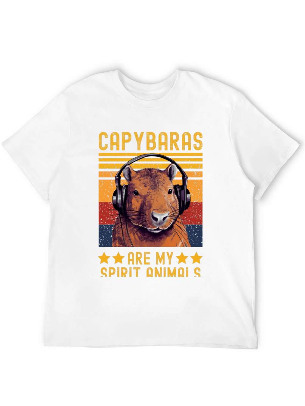 Camiseta Negra Capibara Spirit Animal Retro