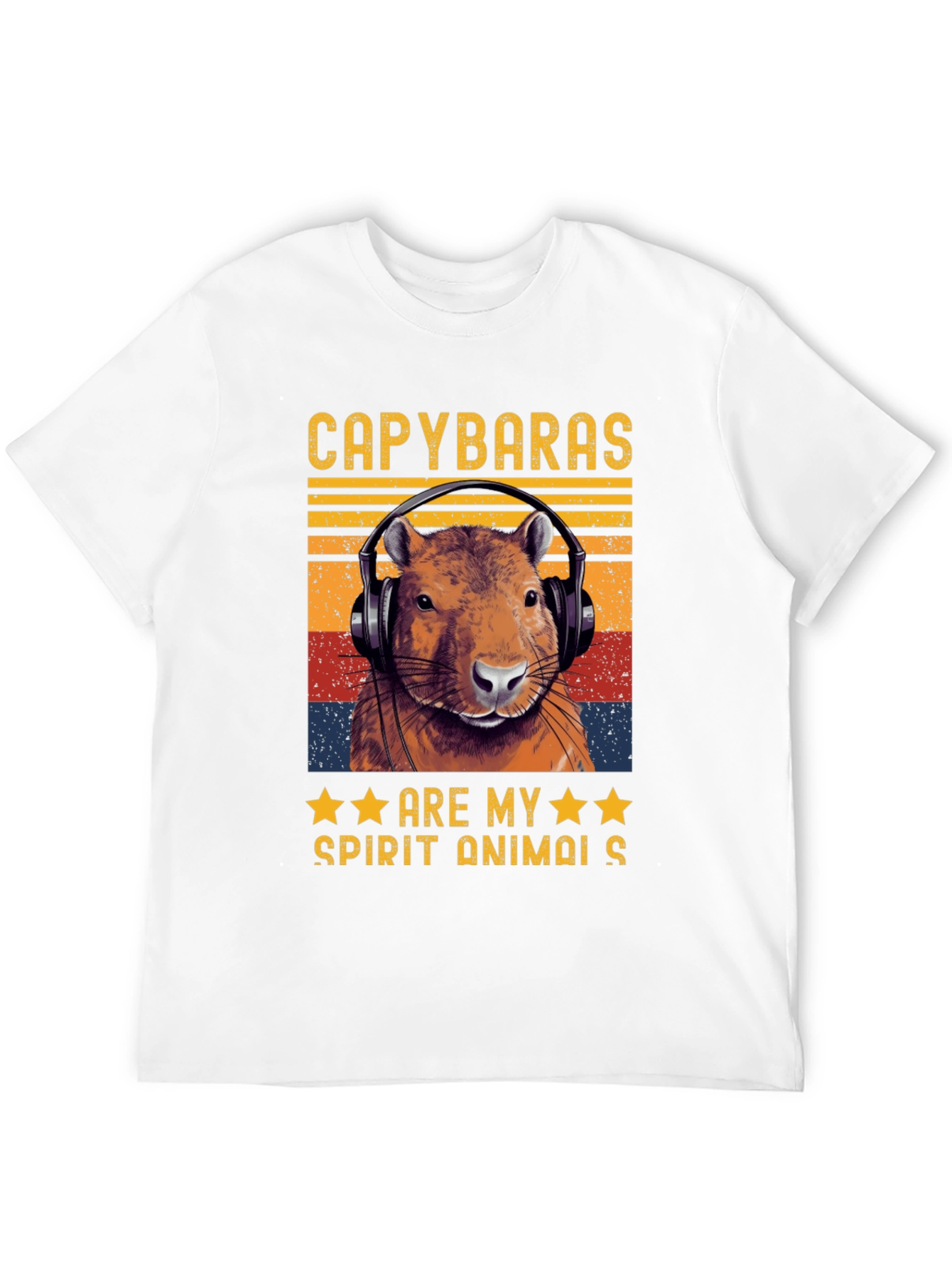 Camiseta Negra Capibara Spirit Animal Retro