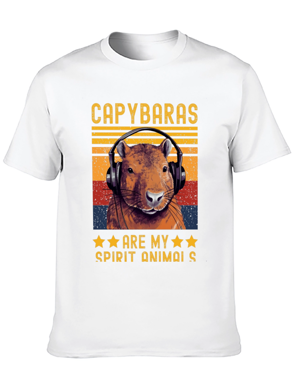 Camiseta Negra Capibara Spirit Animal Retro
