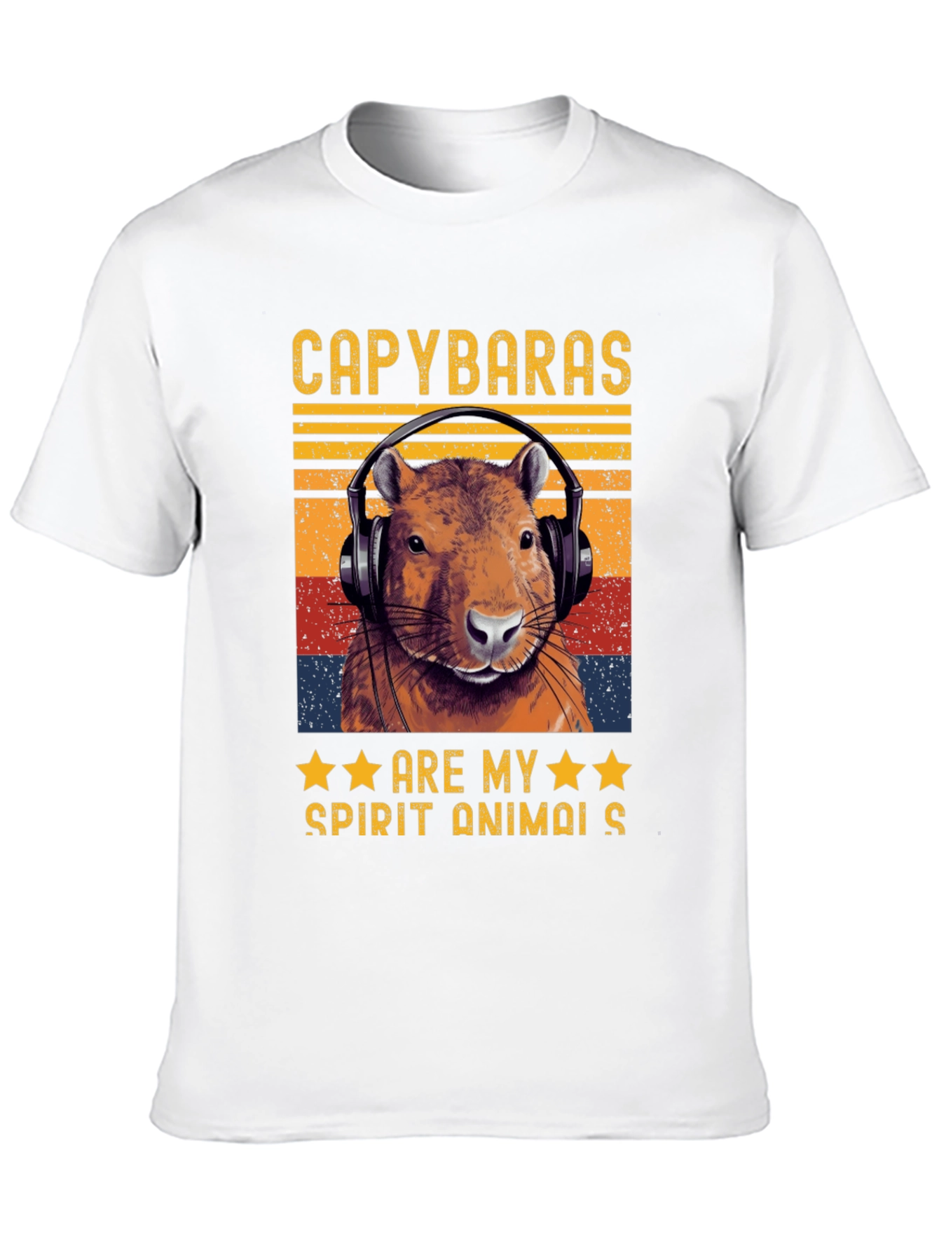 Camiseta Negra Capibara Spirit Animal Retro