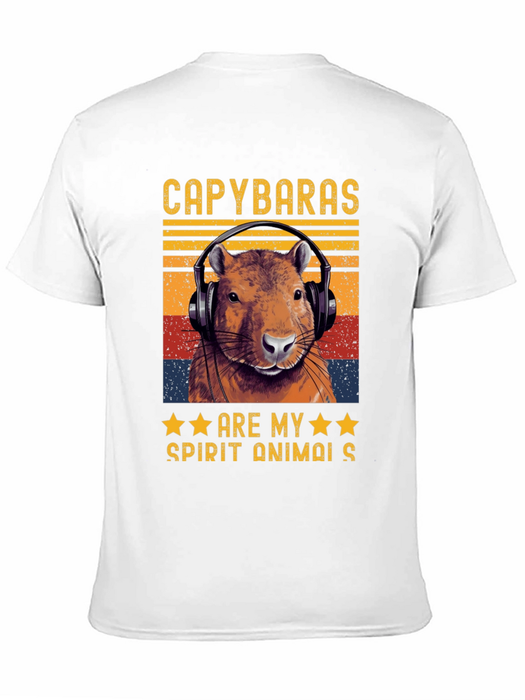 Camiseta Negra Capibara Spirit Animal Retro