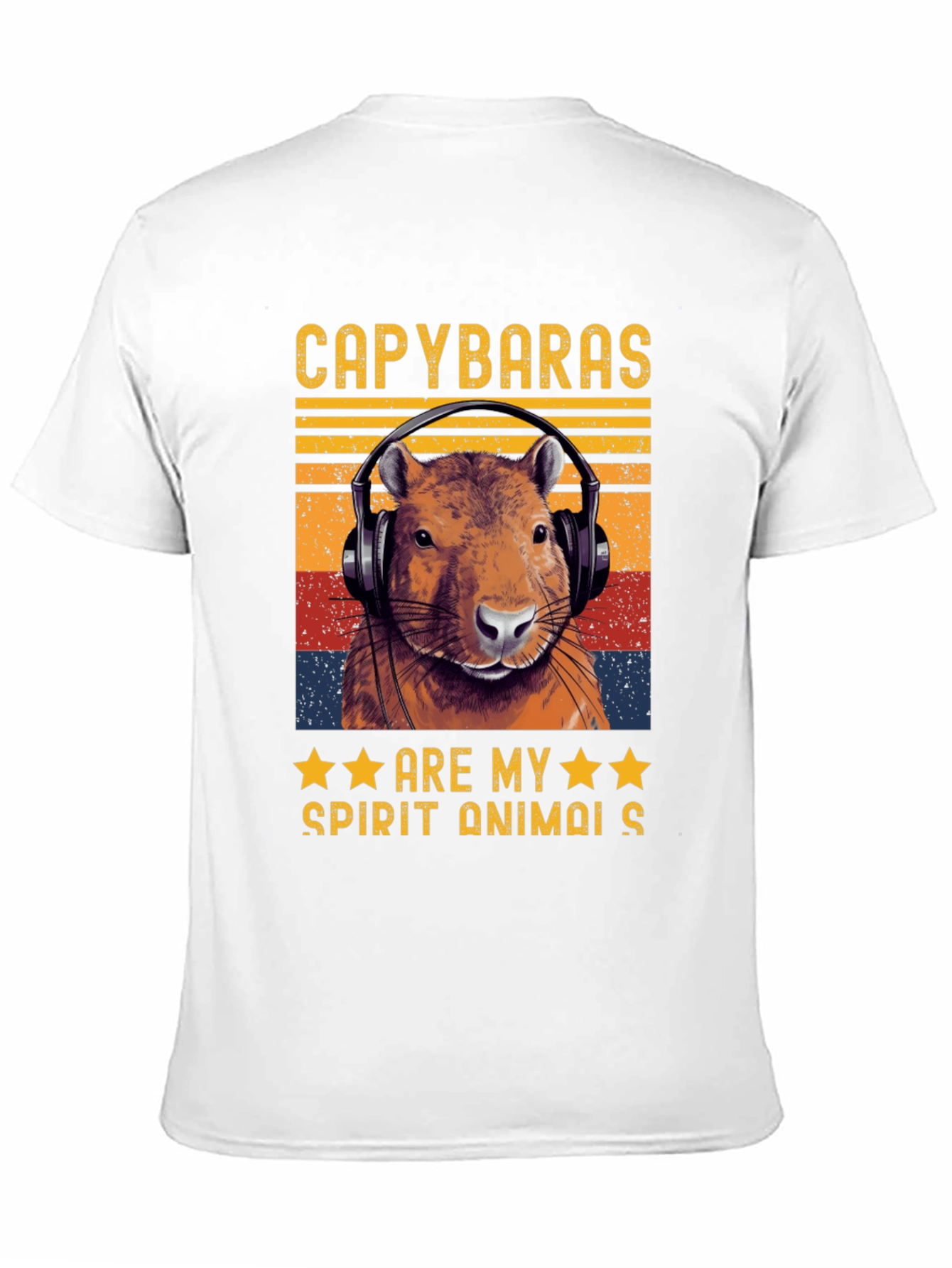 Camiseta Negra Capibara Spirit Animal Retro