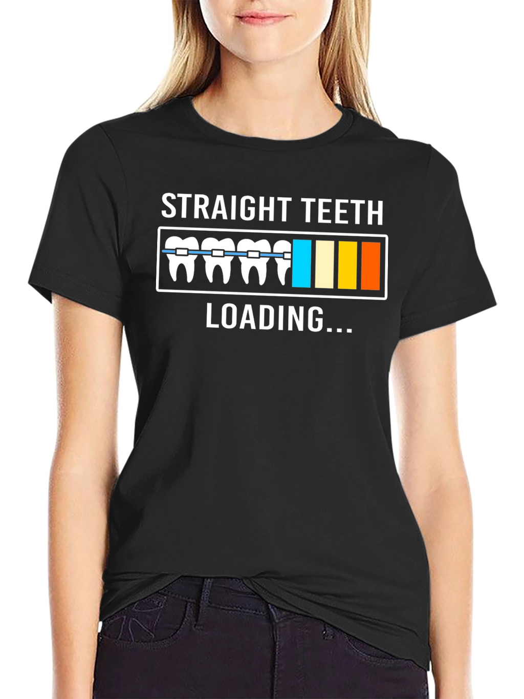 Camiseta Negra con Diseño de Dientes Rectos