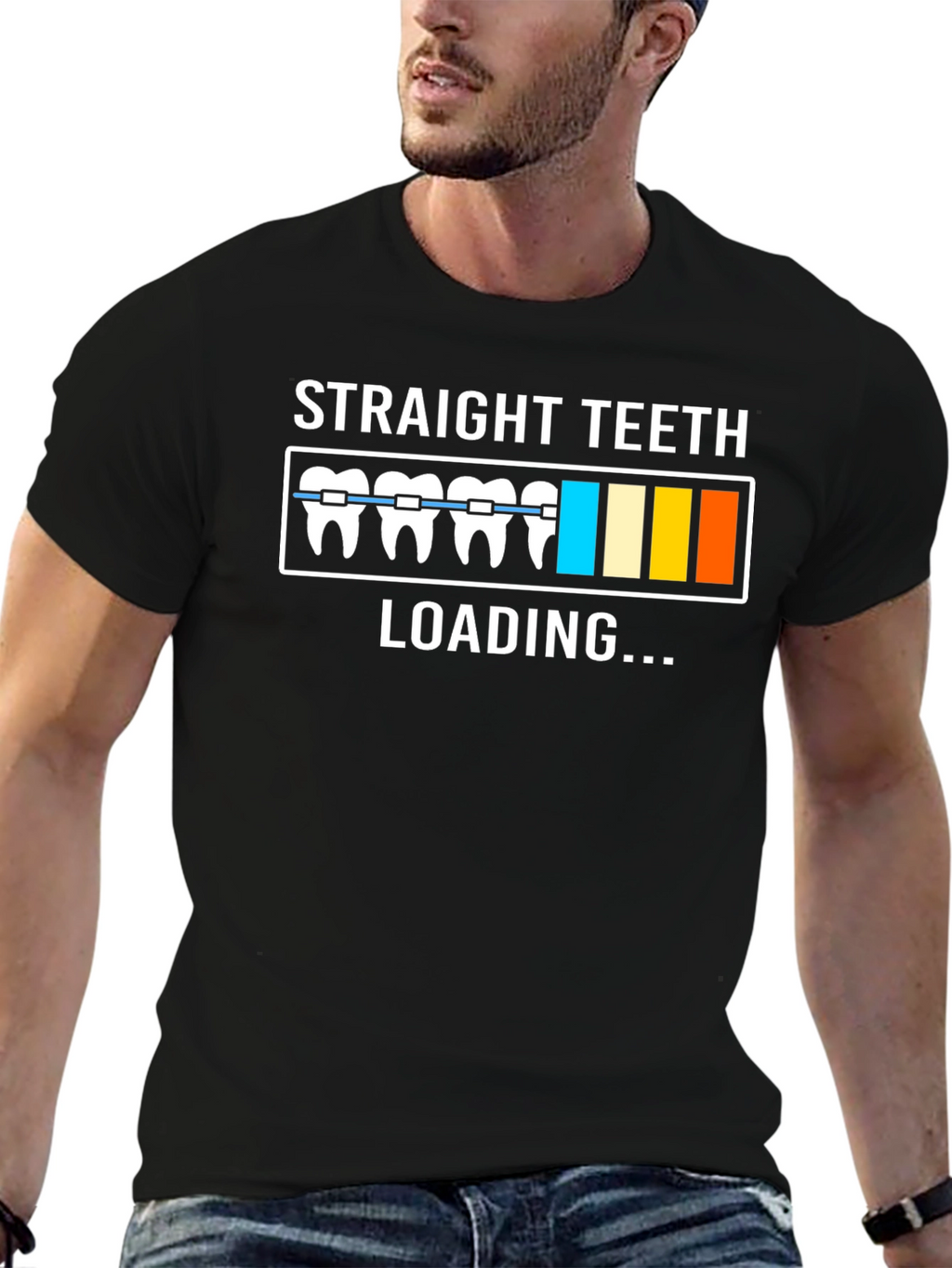 Camiseta Negra con Diseño de Dientes Rectos