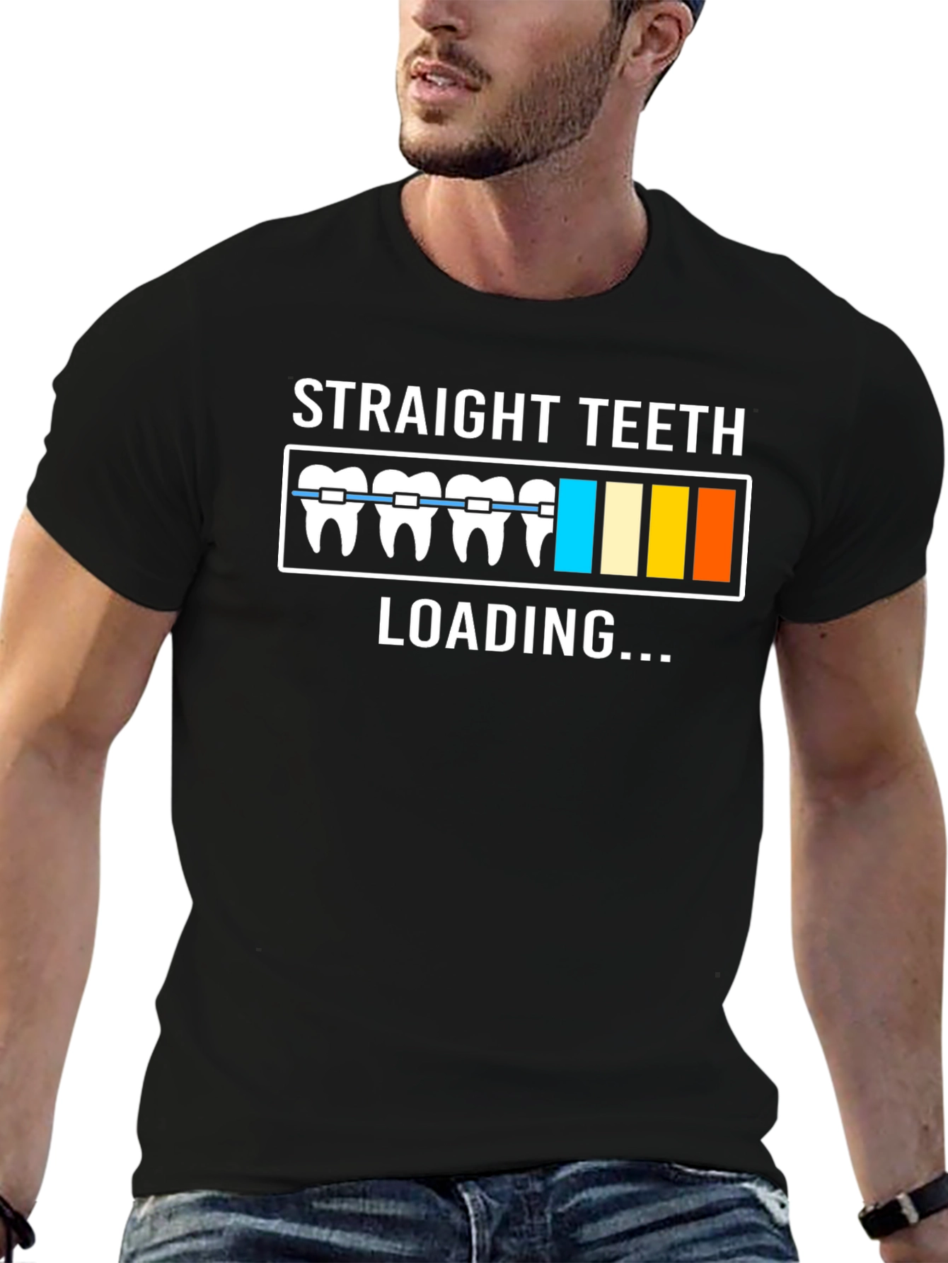 Camiseta Negra con Diseño de Dientes Rectos