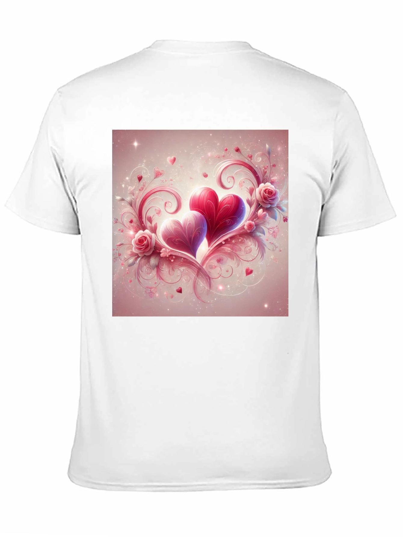 Camiseta Negra con Diseño de Corazones Románticos