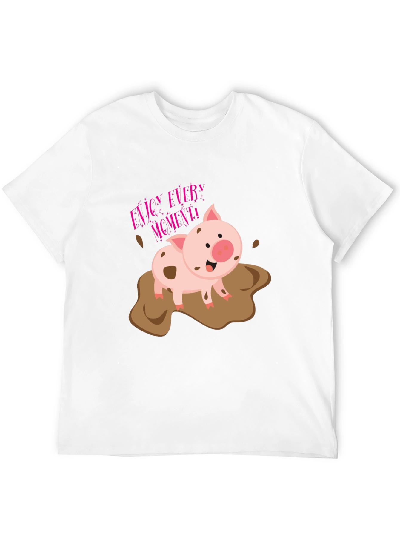 Camiseta Negra con Diseño de Cerdo Enjoy Every Moment