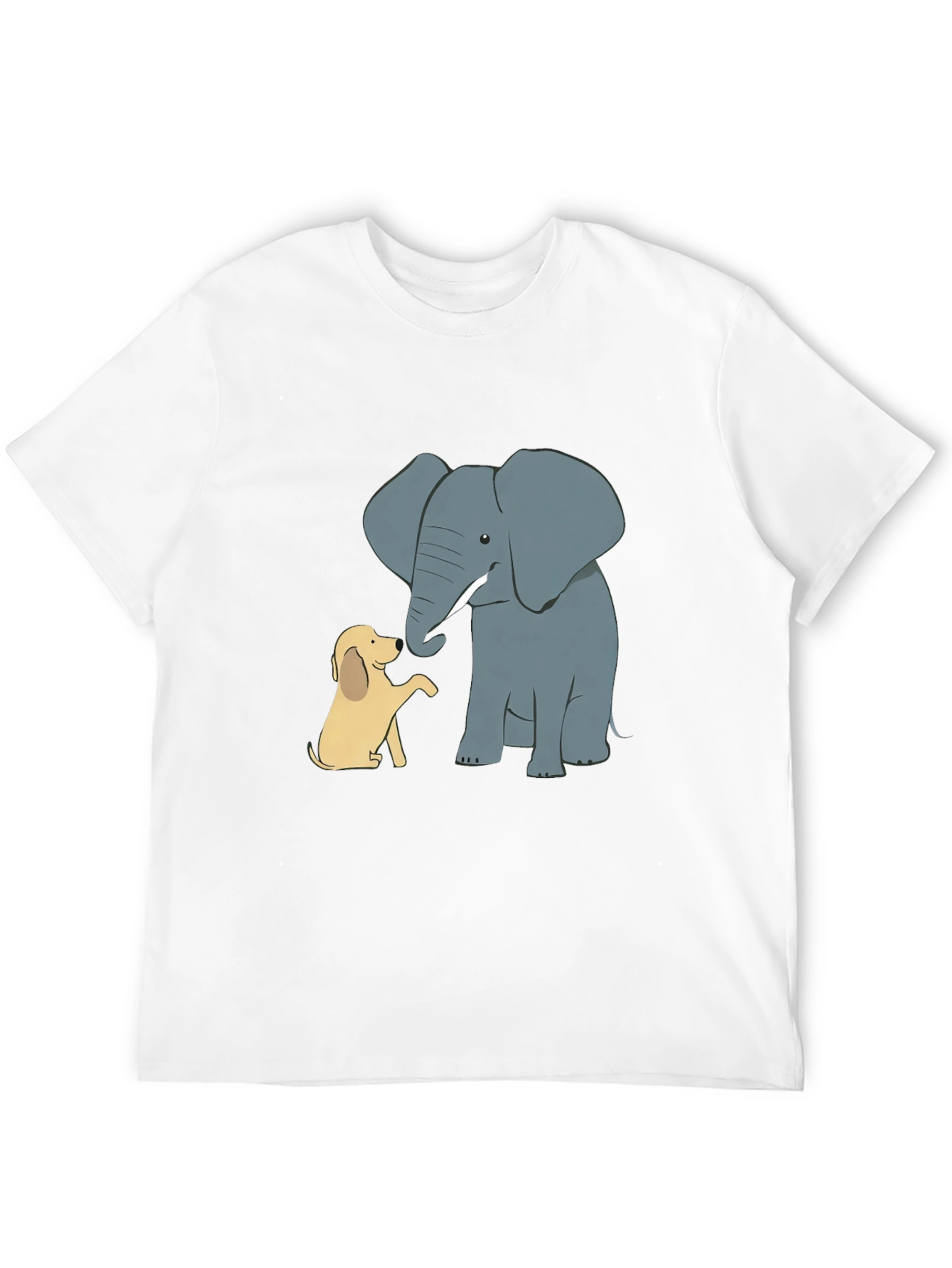 Camiseta Negra con Diseño de Elefante y Cachorro