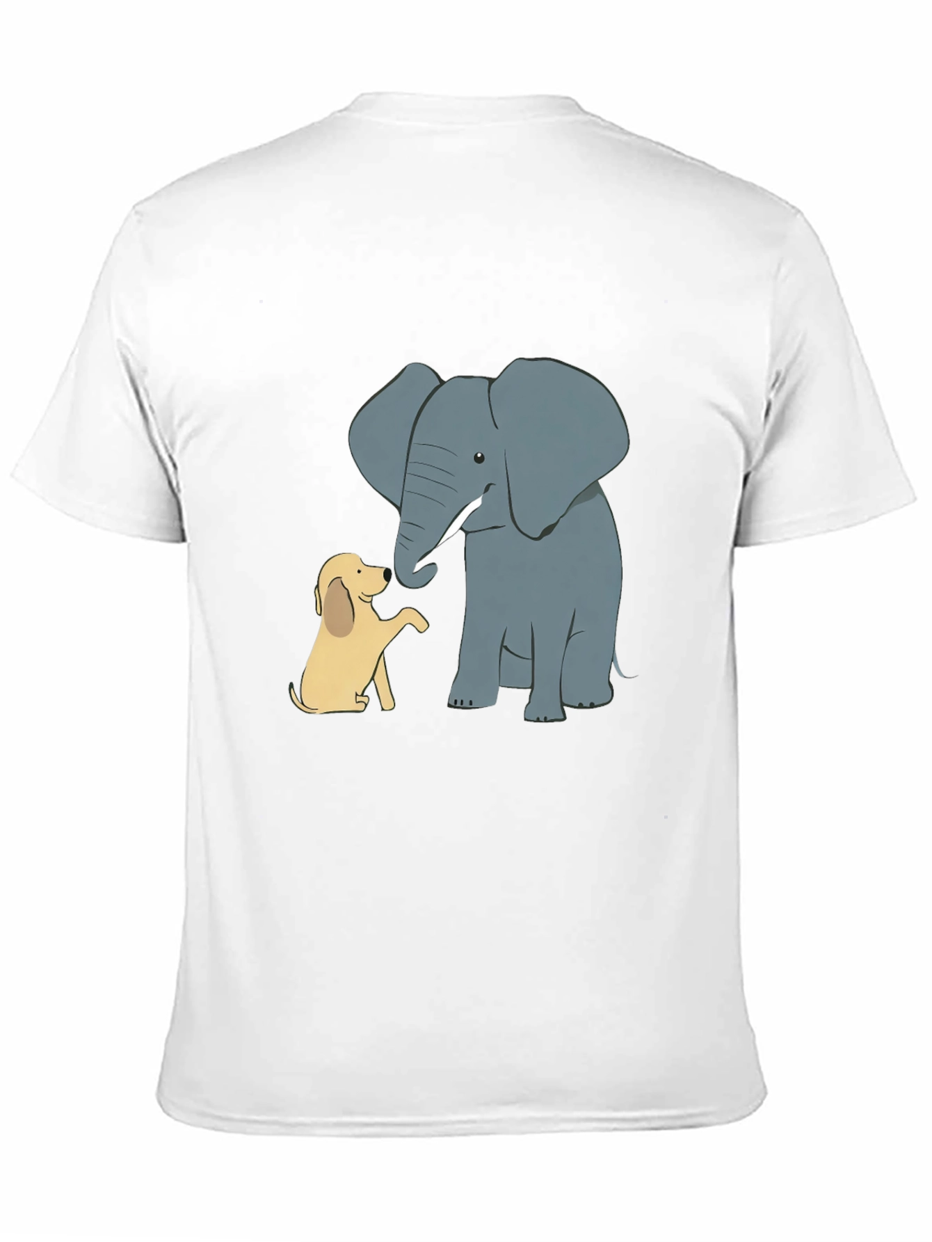 Camiseta Negra con Diseño de Elefante y Cachorro