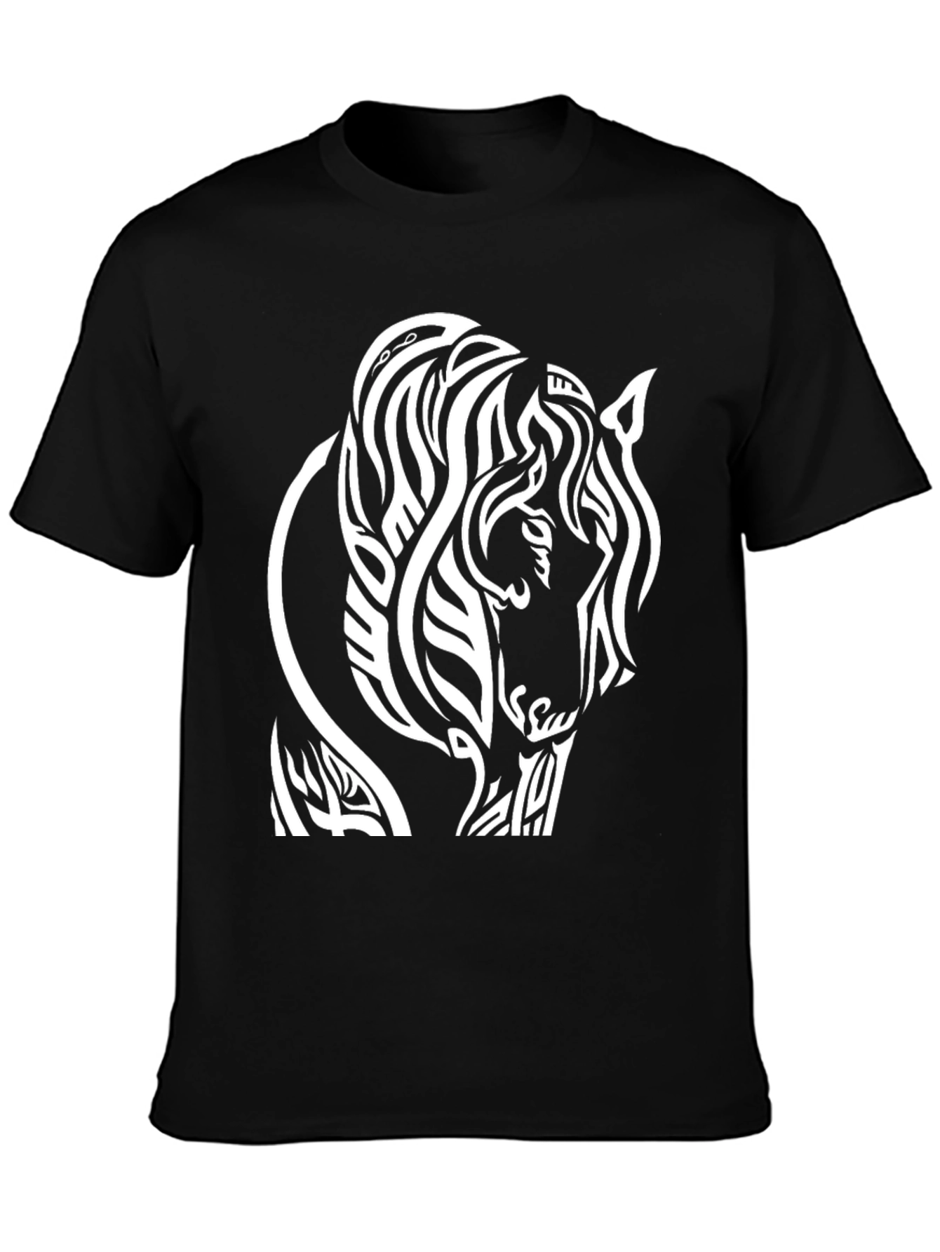 Camiseta Negra con Diseño de Caballo Tribal