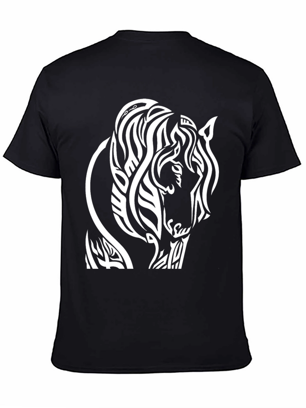 Camiseta Negra con Diseño de Caballo Tribal